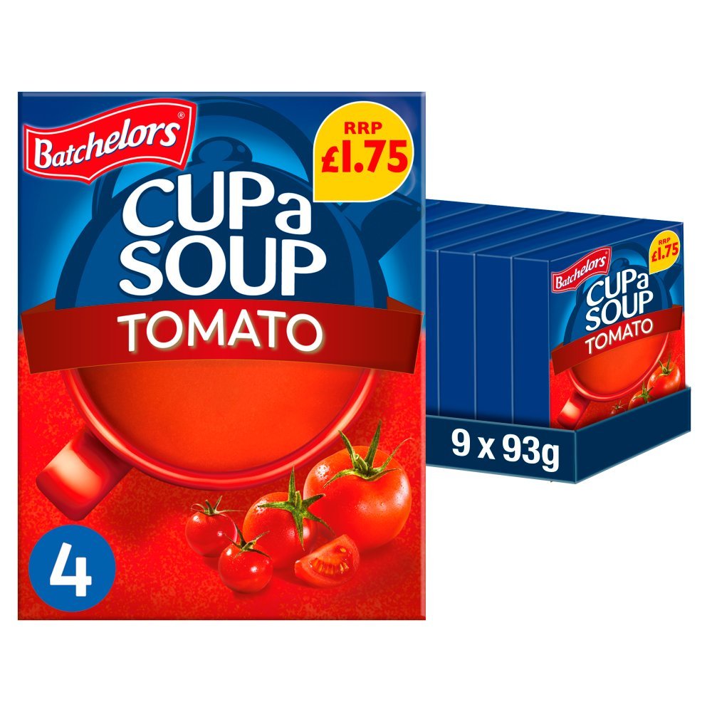 Batchelors Cup a Soup Tomato 4 Instant Soup Sachets 93g (Case of 9)