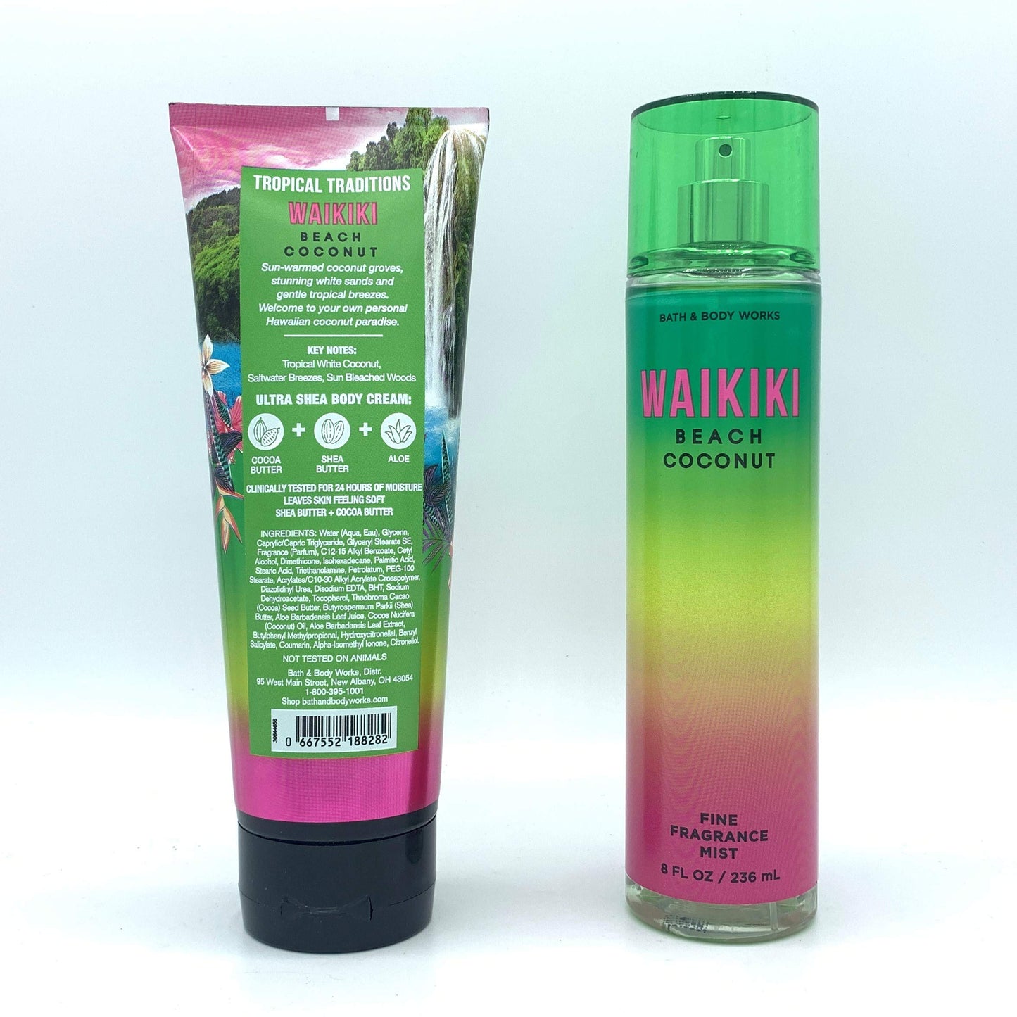 Bath & Body Works Waikiki Beach Coconut 2020 Edition: 8oz Body Cream & 8oz Fine Fragrance Mist 2-Piece Bundle