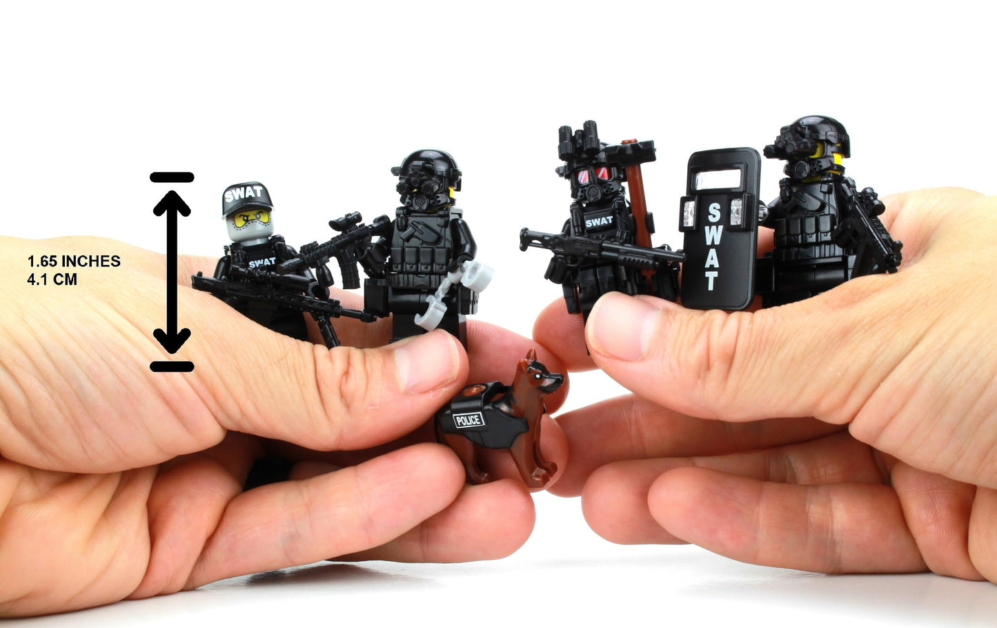Battle Brick 1.6-Inch SWAT Team Minifigures | Genuine LEGO-Compatible Officers | USA-Made Accessories | Ages 10+