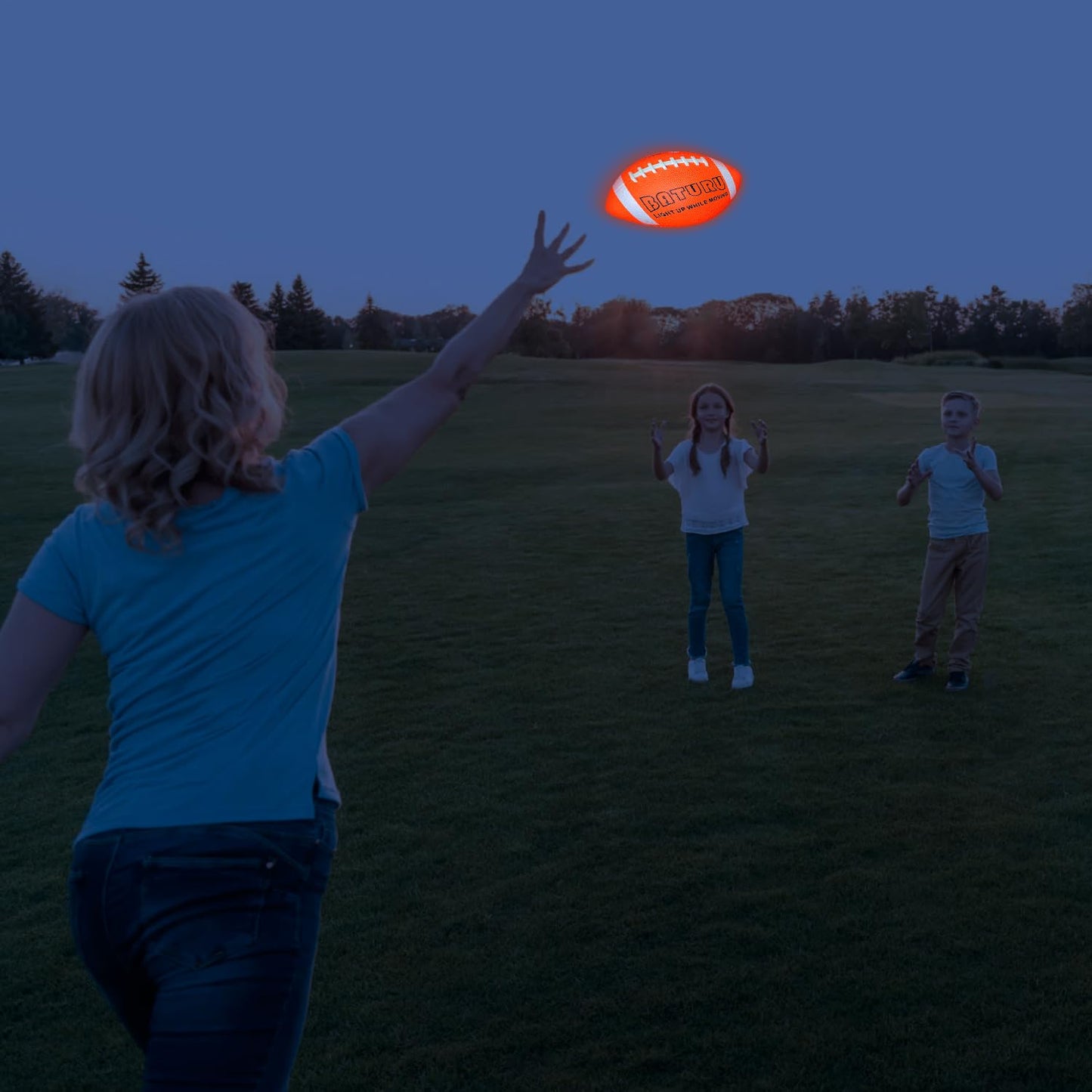 BATURU Glow in the Dark Football – Light Up NO.6 for Kids & Teens | Outdoor Night Play (Orange & White)