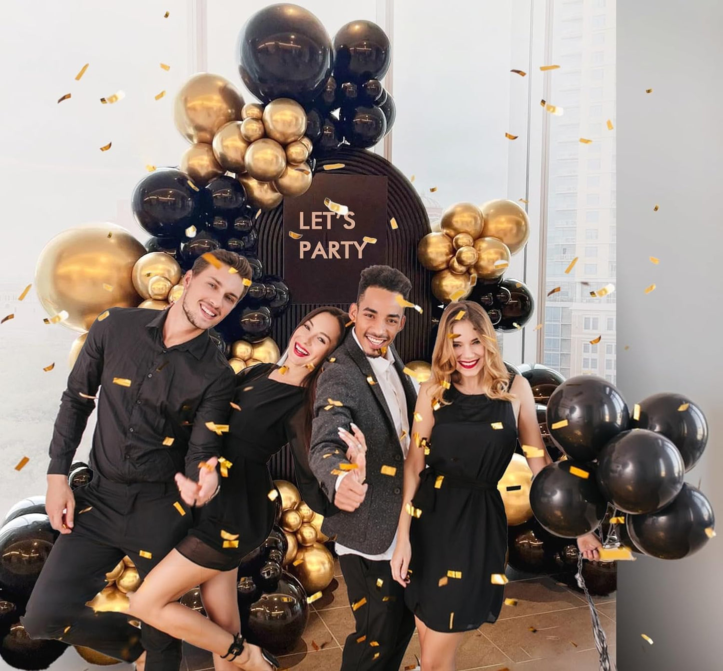 BAUANOOY 100pcs Black Balloons 12 Inch – Latex Balloons with Ribbon for Graduation, Birthday & Party Decorations