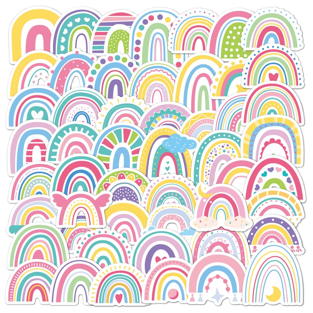 BBPOOL 100pcs Boho Rainbow Stickers – Waterproof Vinyl for Water Bottles, Laptops & Notebooks