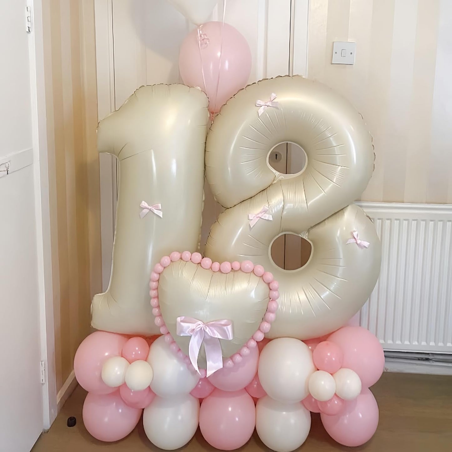 BBPOOL Cream 0 Balloon – 40-Inch Cream White Mylar Number 0 Balloon for Birthday Parties (Helium or Air Fill)