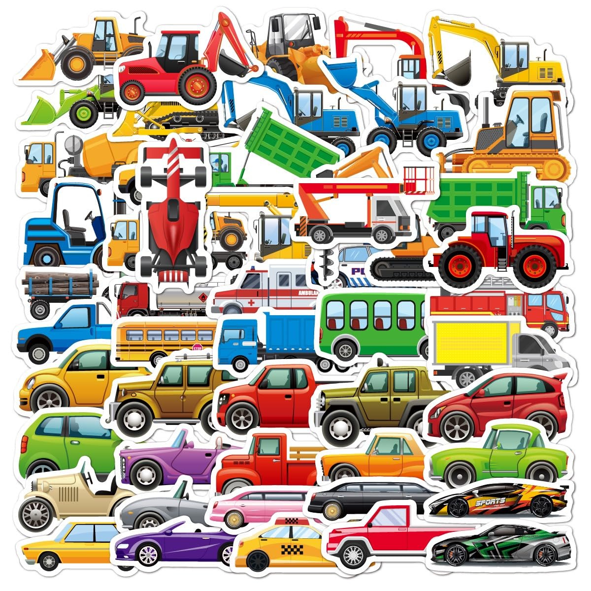 BBPOOL 100pcs Truck & Car Stickers – Waterproof Vinyl for Water Bottles, Laptops and Skateboards