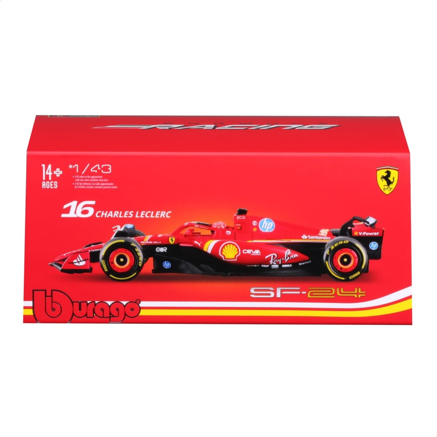 Bburago 1:43 Ferrari SF24 w/ Helmet (2024) – Leclerc #16 | Maisto Licensed Die-Cast