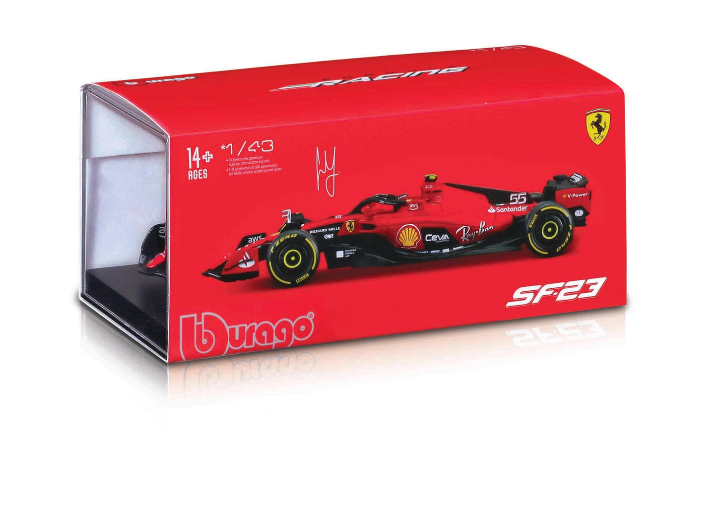 Bburago 1:24 Scuderia Ferrari SF-23 Die-Cast Car – Carlos Sainz #55 (2023)