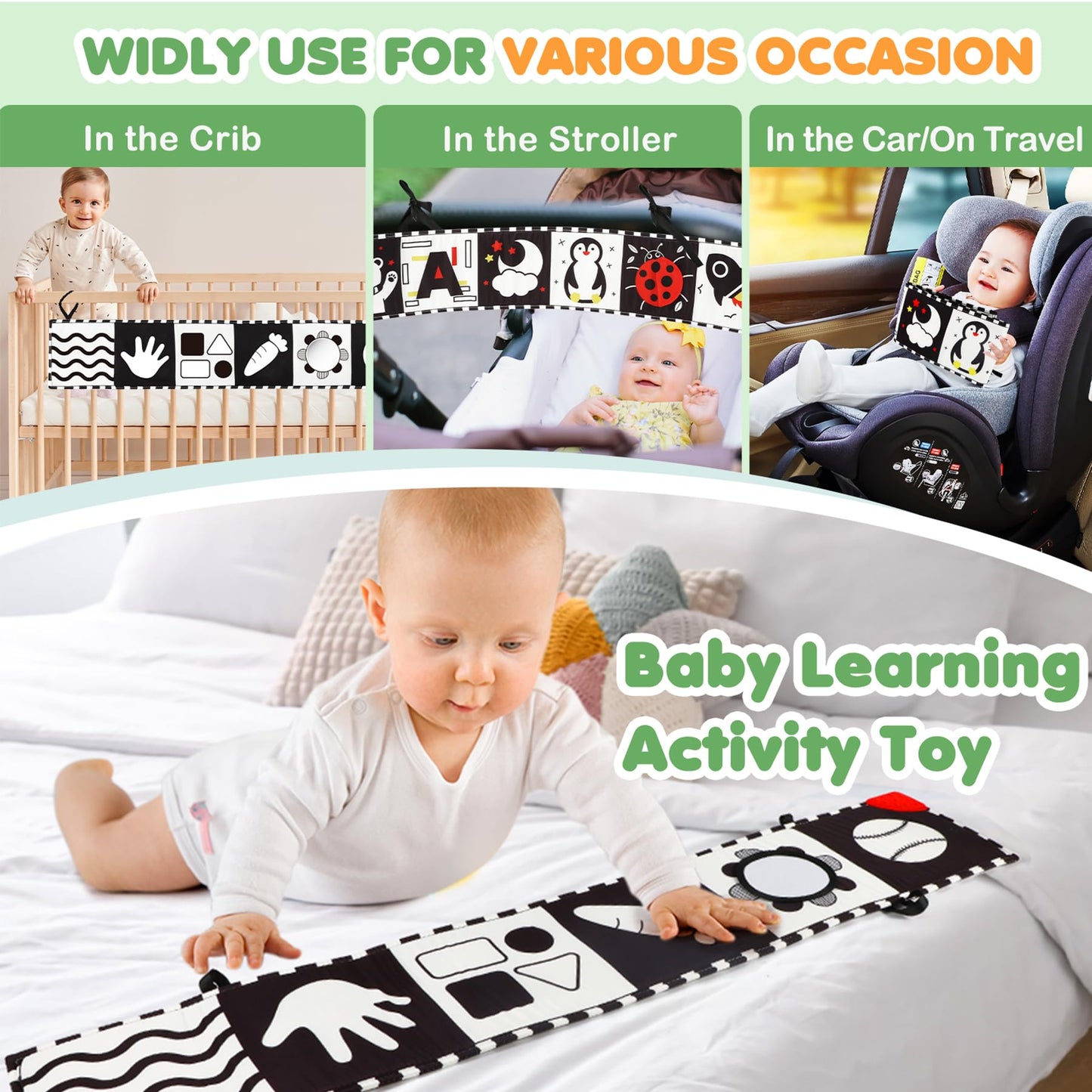 BBWOO High-Contrast Baby Toys — Tummy Time Mirror & Visual Stimulation (0–6 Months)