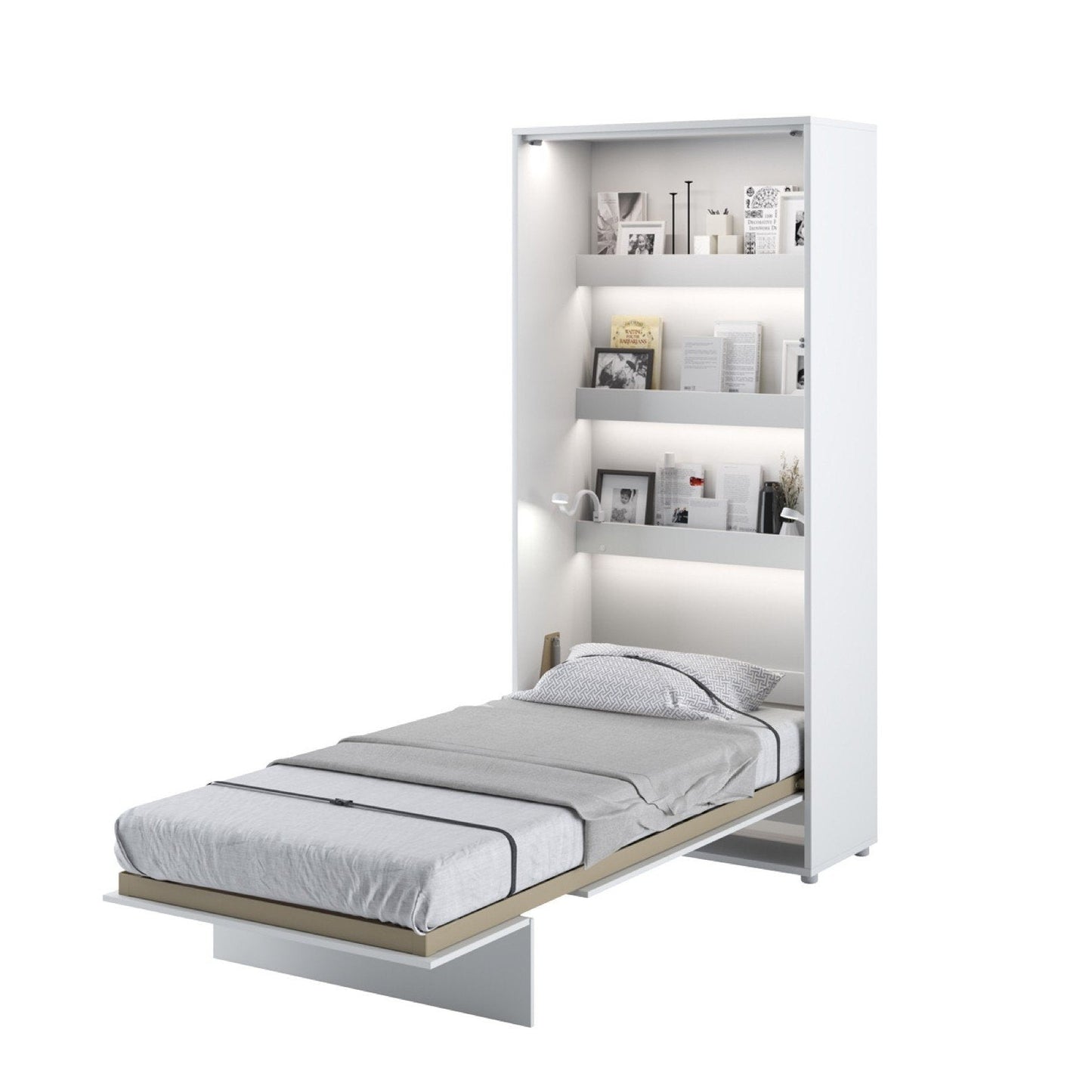 Vertical Folding Wall Bed – Single 90cm | Hidden Pull Down Bed with Gas Soft-Close & Locking System