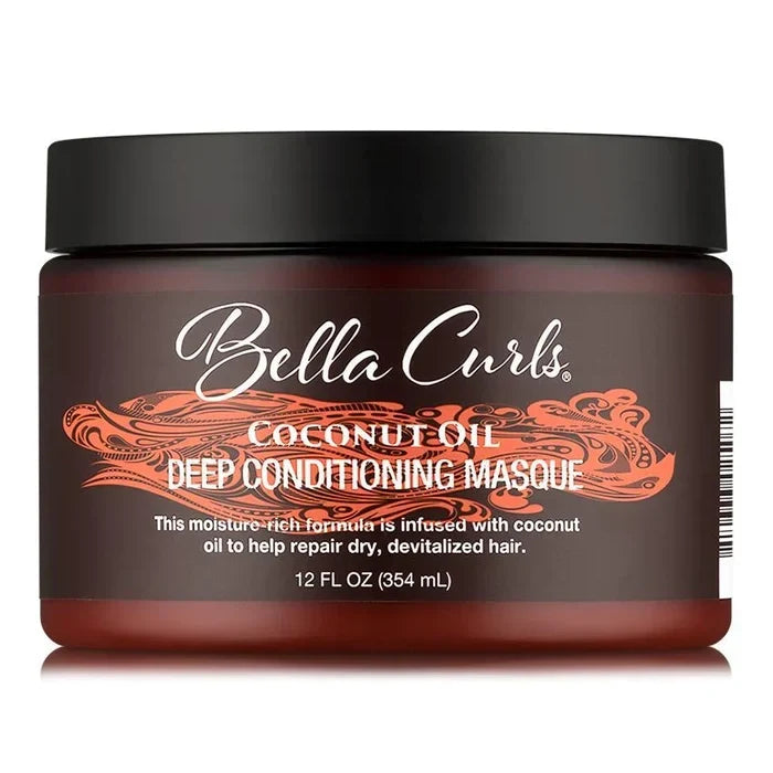Bella Curls Coconut Oil Deep Conditioning Masque for Dry, Damaged Curly Hair 12 oz
