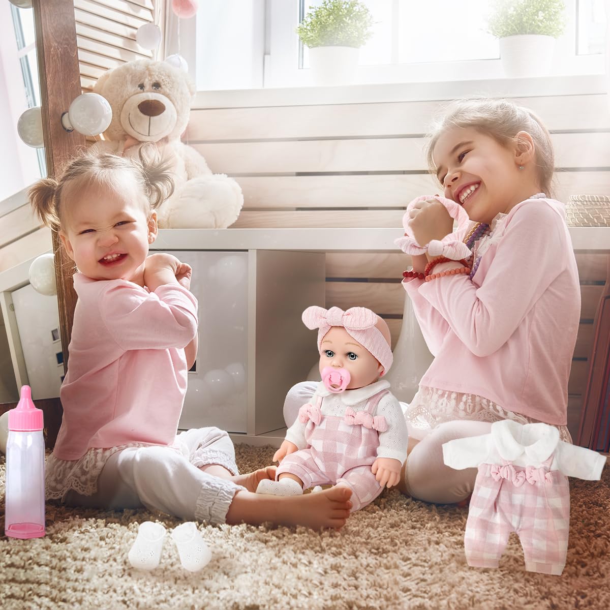 BDDOLL 12'' Baby Doll Playset with Clothes, Bottles & Pacifier | Realistic 12-Inch Doll for Toddlers 36 Months+