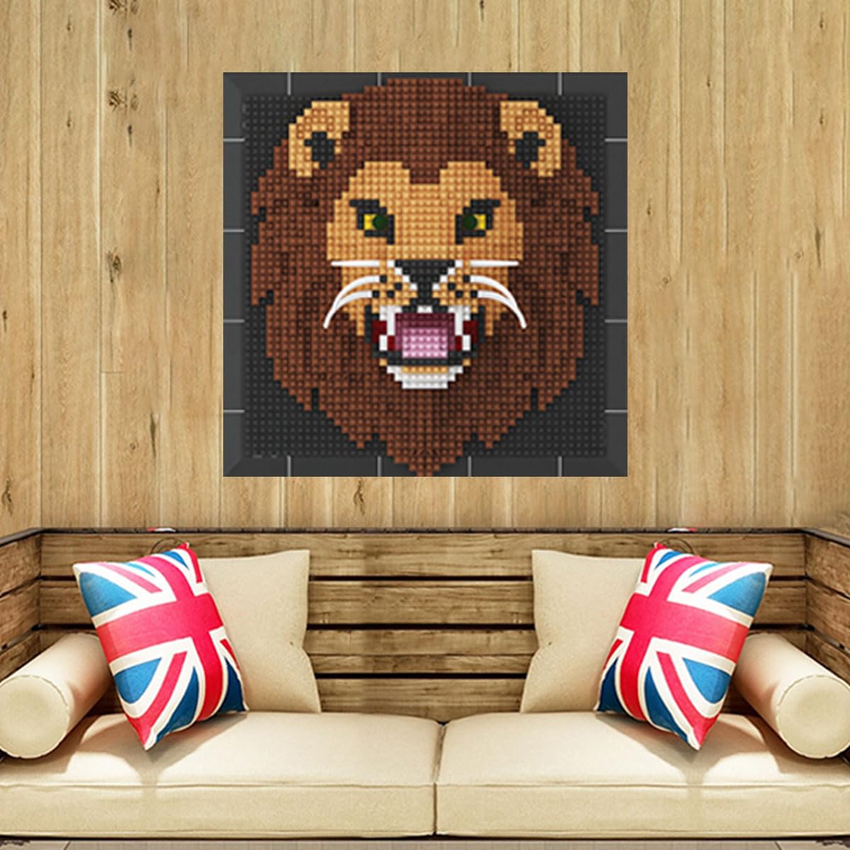 BDYDT Lion Wall Art Building Blocks Set - 1700+ Pieces, Adult 3D Portrait Decor