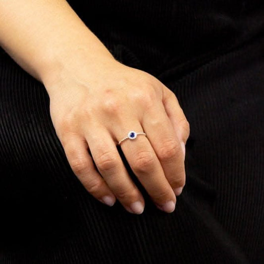 Bead Sapphire Blue Crystal Ring R3773L