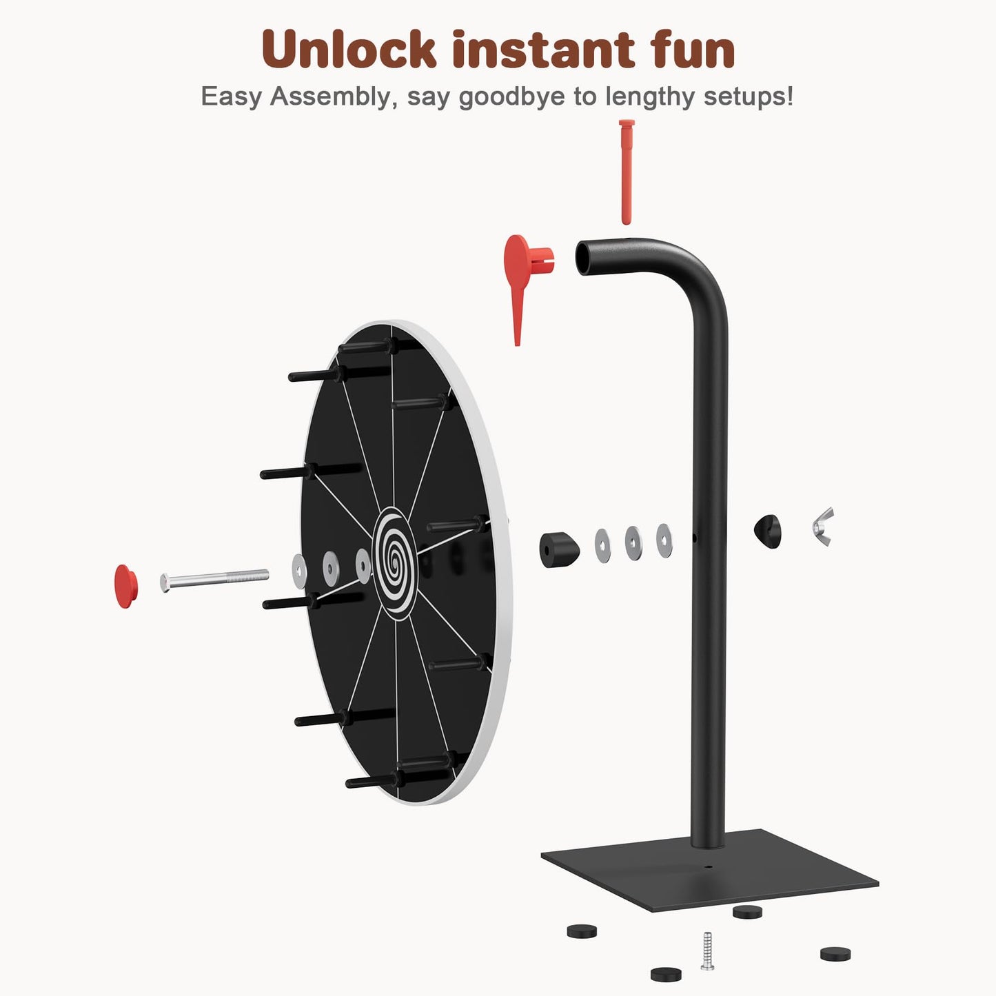 Bearfire 12-Inch Prize Wheel Spinner with Stand – 10 Slots, Dry-Erase Surface