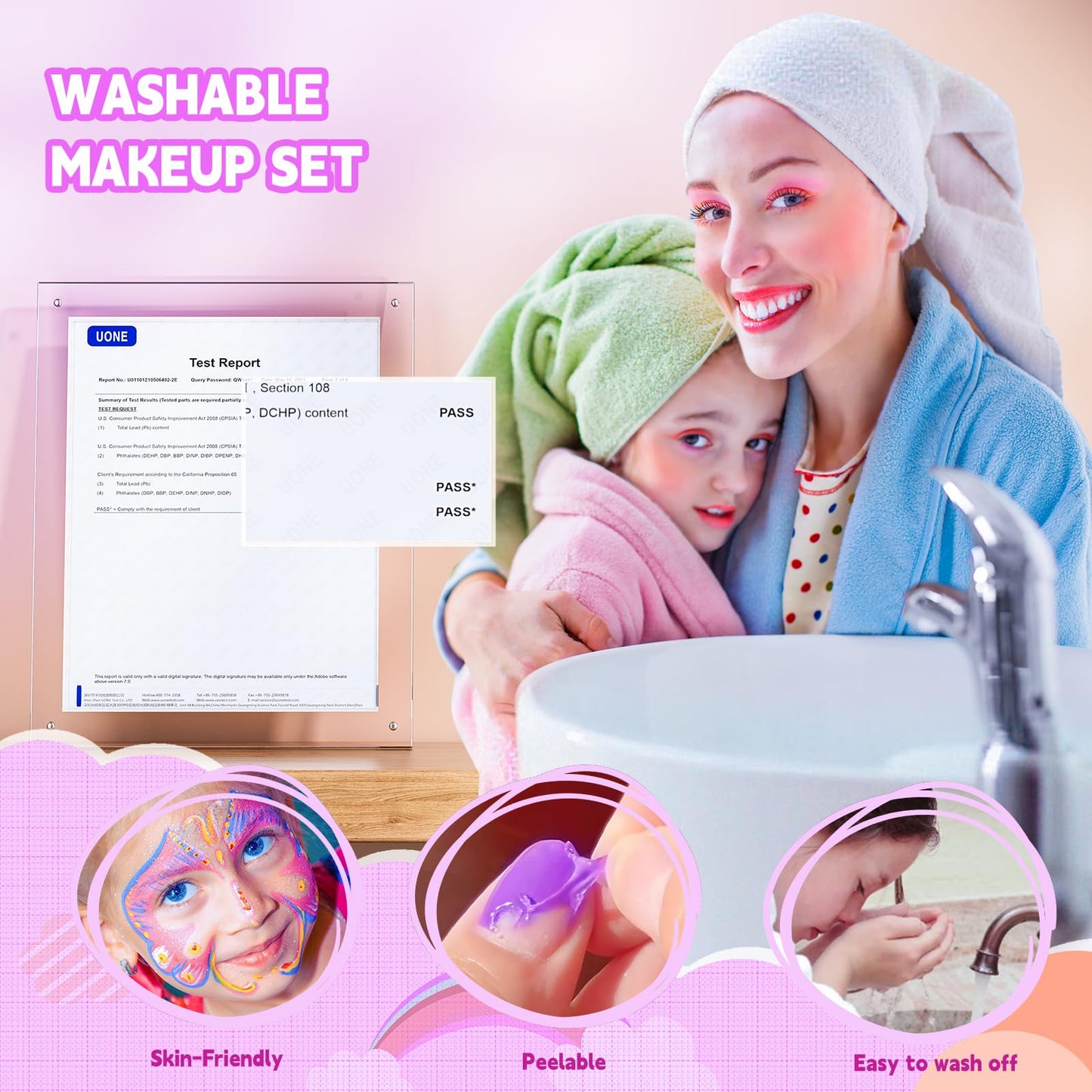 Beayuck Kids Makeup Kit for Girls – Washable, Flying Horse Case, Gift-Ready Set (Ages 3-12)