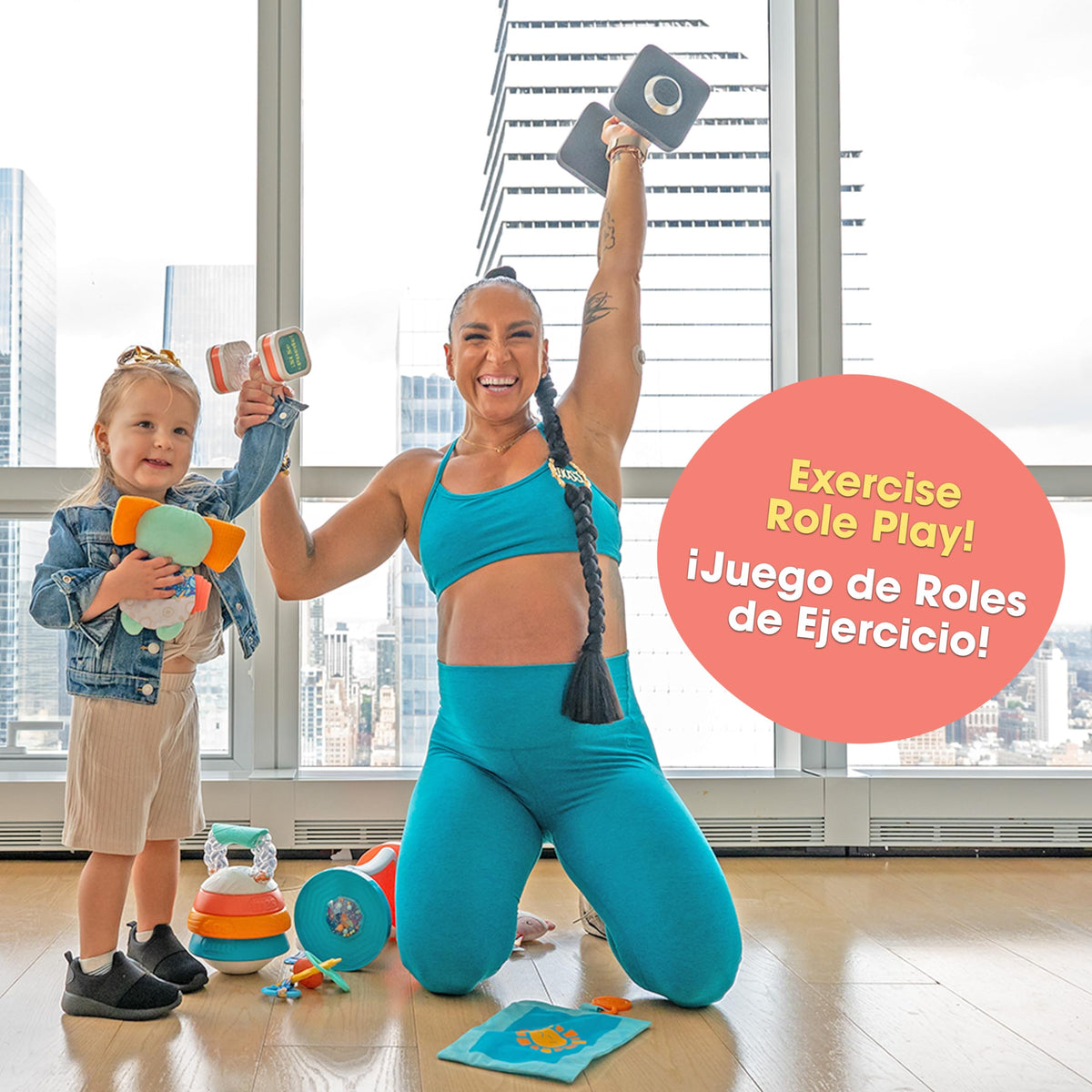 BEBÉ FUERTE Strong & Sunny Clip-On Stroller Toy by Robin Arzón – Teething & Travel Toy for Babies