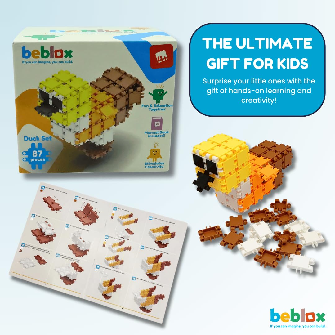 BEBLOX Duck Set - 87-Piece Interlocking Blocks for Kids | STEM Toy