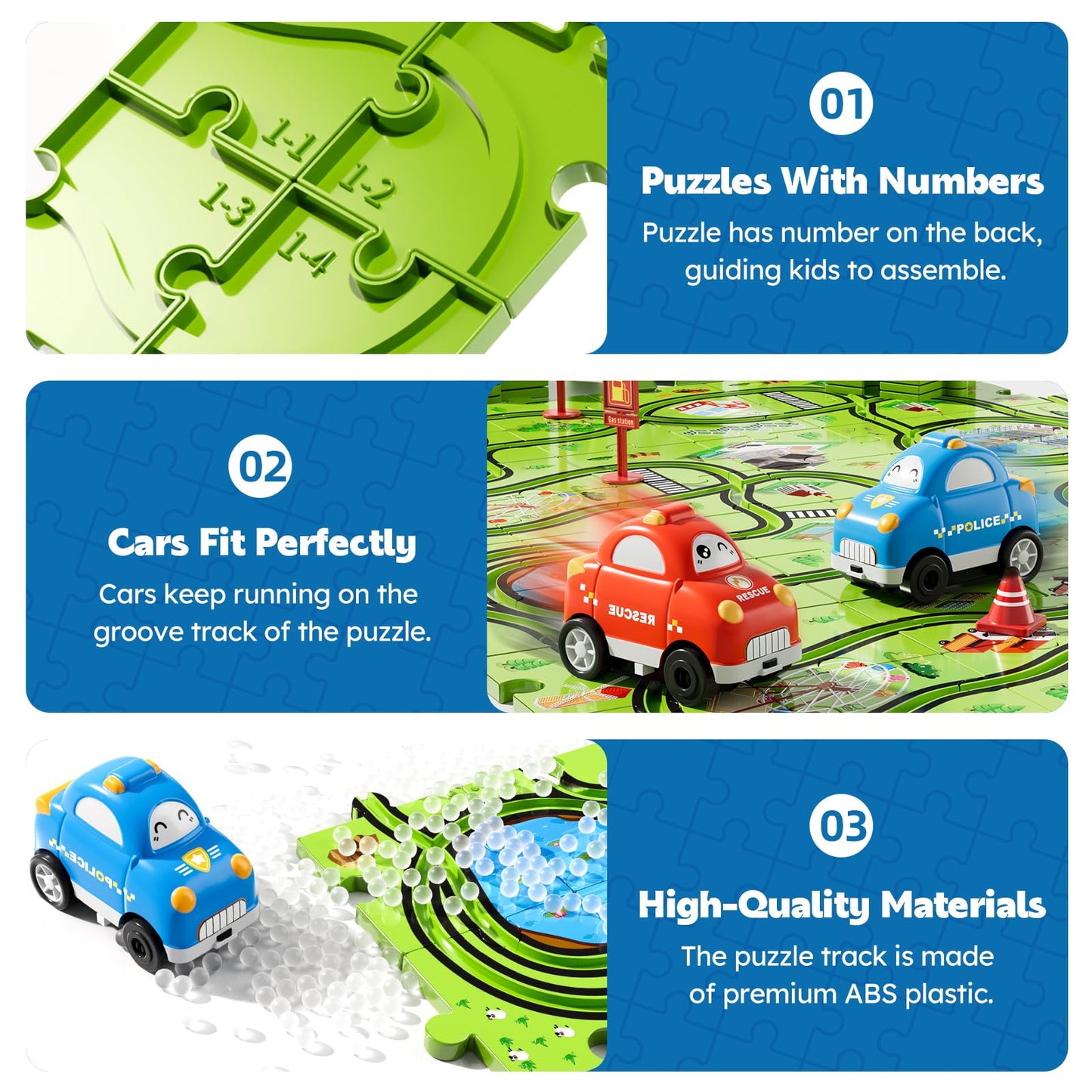 Beby Buty 48PCS Puzzle Race Track Car Set – Floor Toy for Toddlers & Kids Ages 3-6