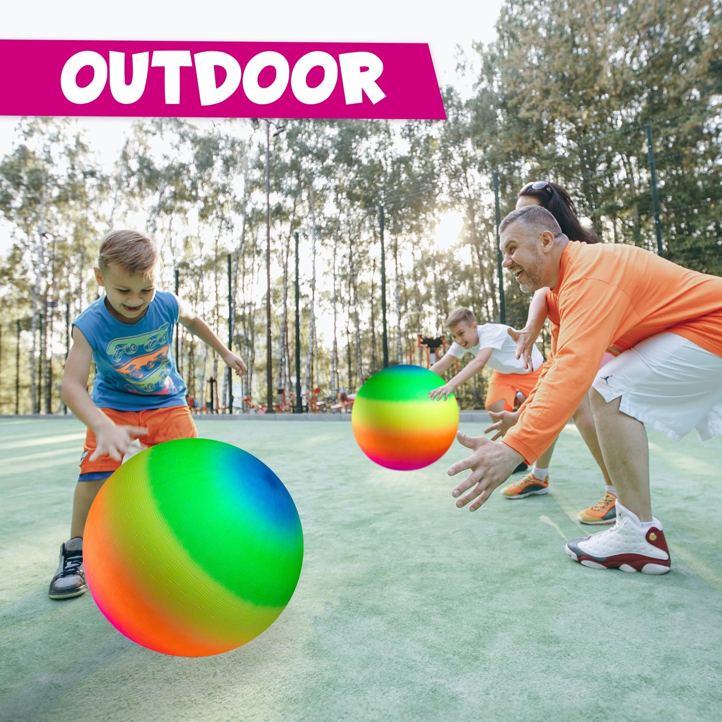 Bedwina 18-Inch Rainbow Playground Balls (2-Pack) - Giant Outdoor Kickball for Park, Backyard, and Indoor Fun