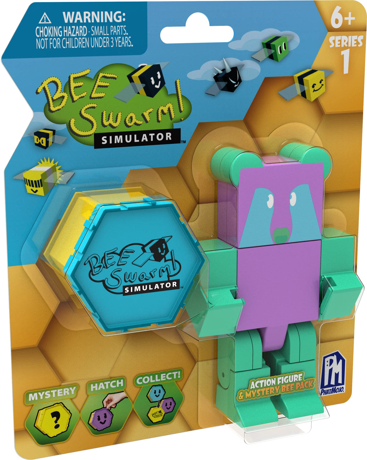 Bee Swarm Simulator – Gummy Bear Action Figure Pack with Mystery Bee & Honeycomb Case (5-inch Articulated Figures) – Series 1