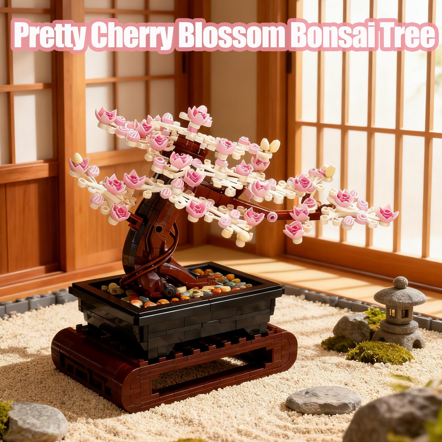Beego 3IN1 Cherry Blossom Bonsai Tree Building Blocks Set – 1229 Pcs, 4-Season Leaves, Pink Flowers, Lego-Compatible