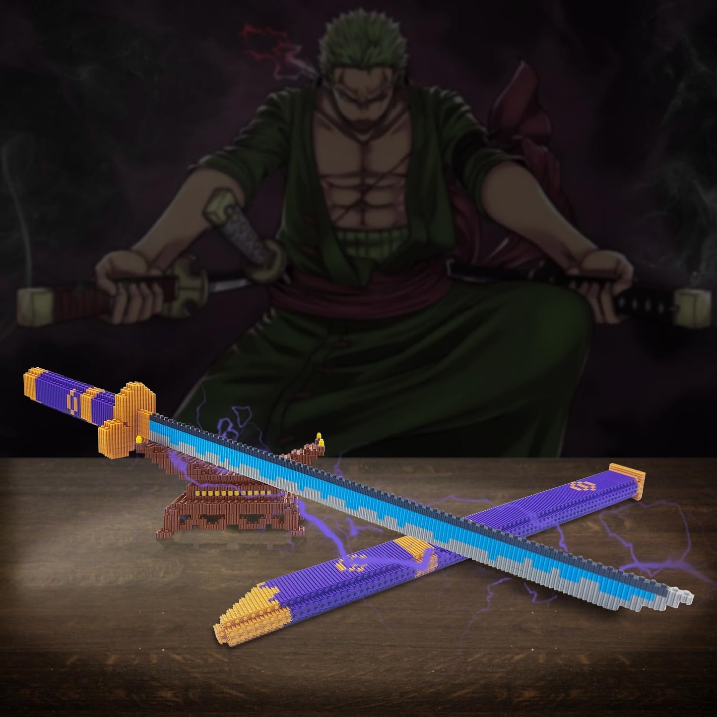 Beego Anime Swords Building Kit – 22.8in Yamato Sword with Scabbard & Stand, LEGO-Compatible