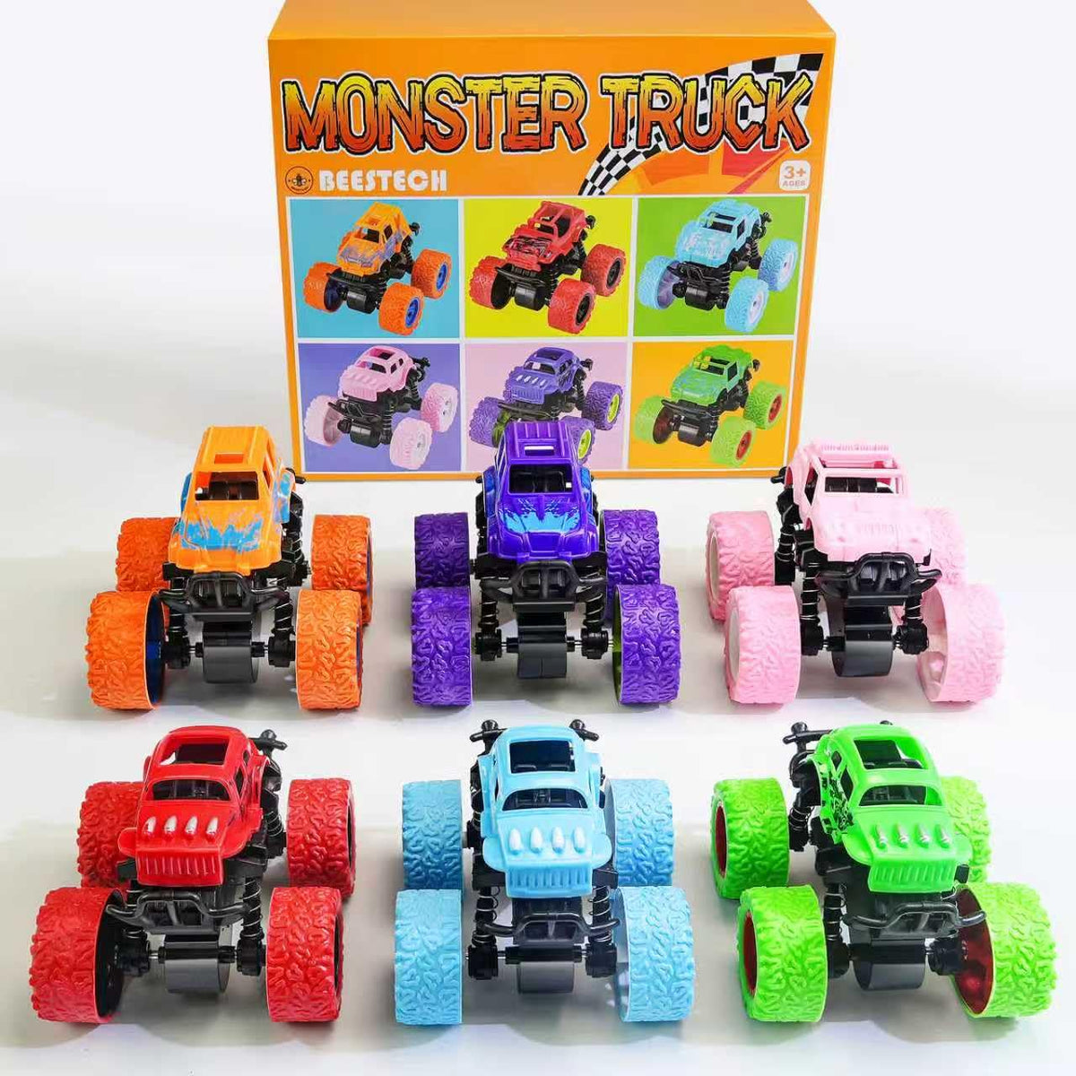 Beestech Monster Truck Toys 6-Pack – Friction-Powered Off-Road Cars for Kids