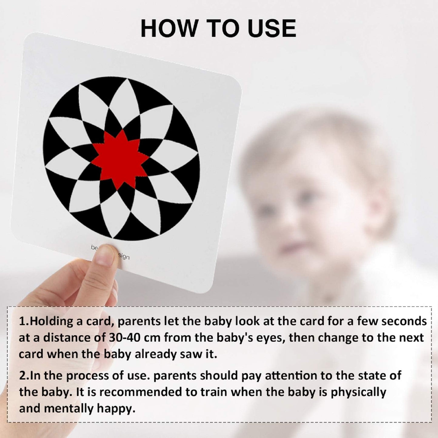 beiens High-Contrast Baby Flashcards – Black & White Visual Stimulation for Newborns & Infants