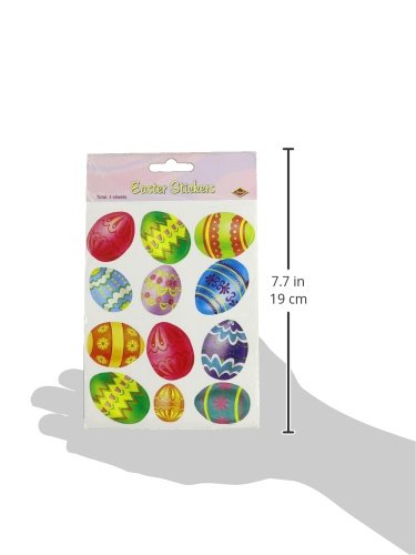 Beistle Color Bright Easter Egg Stickers – 48 Assorted Designs in 4 Sheets | Made in USA