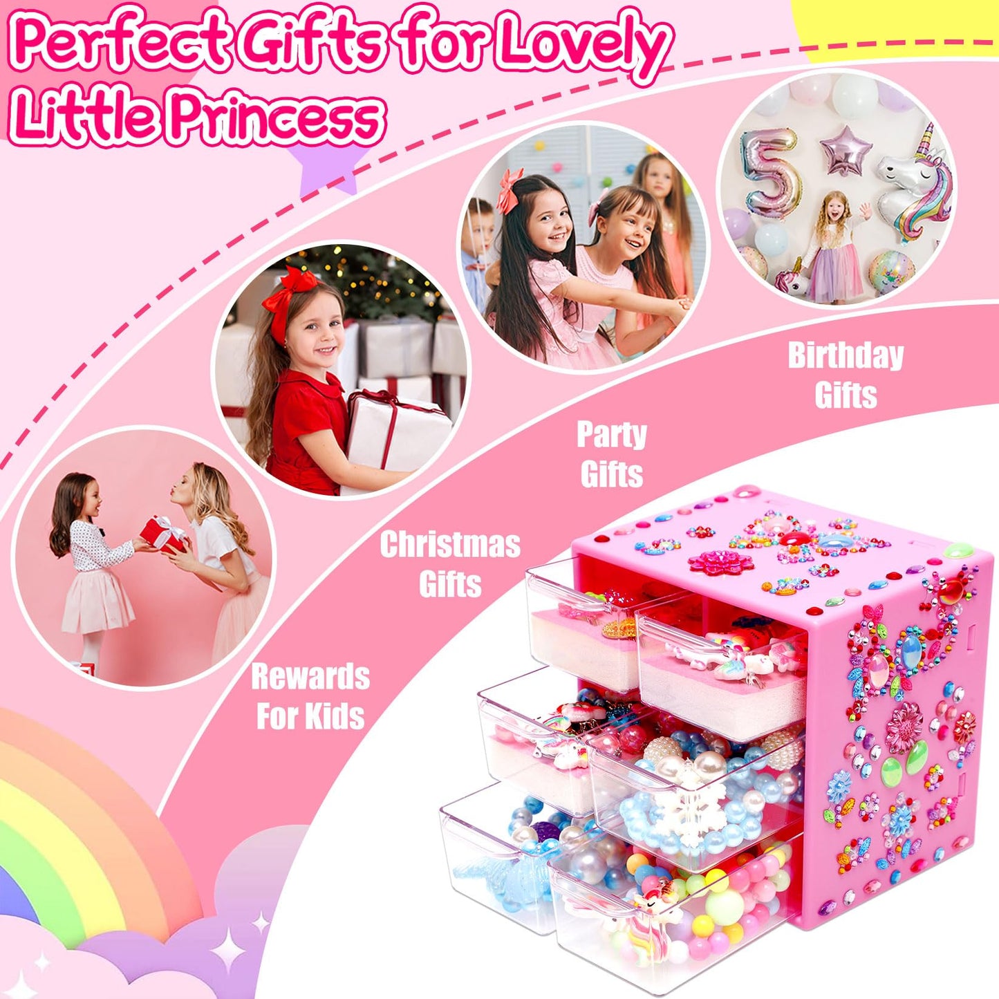 BEKALERZ Jewelry Play Set for Girls — Dress-Up Toys, Unicorn Theme, Ages 3-8