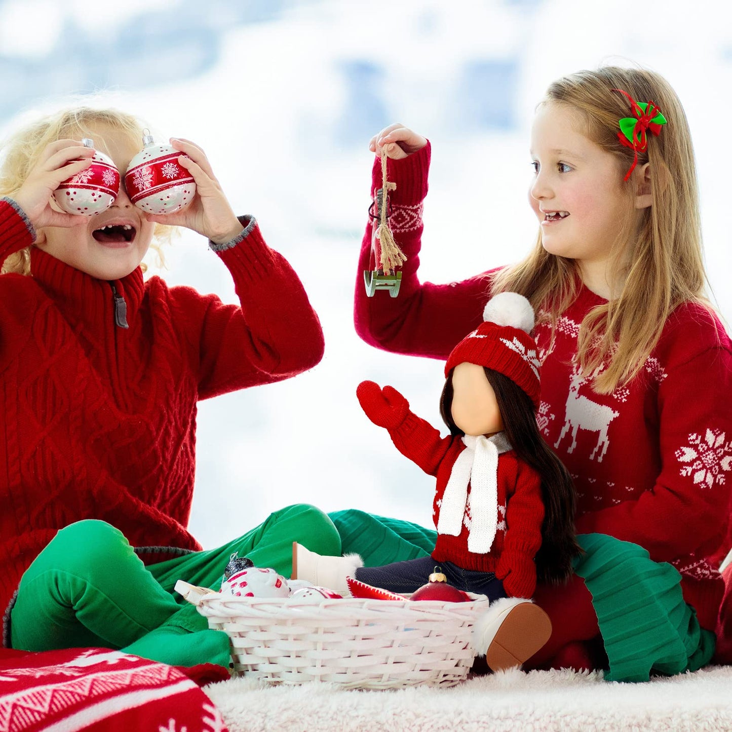 Bencailor 6-Piece 18-Inch Christmas Doll Clothes Set | Red & White Winter Outfit Kit