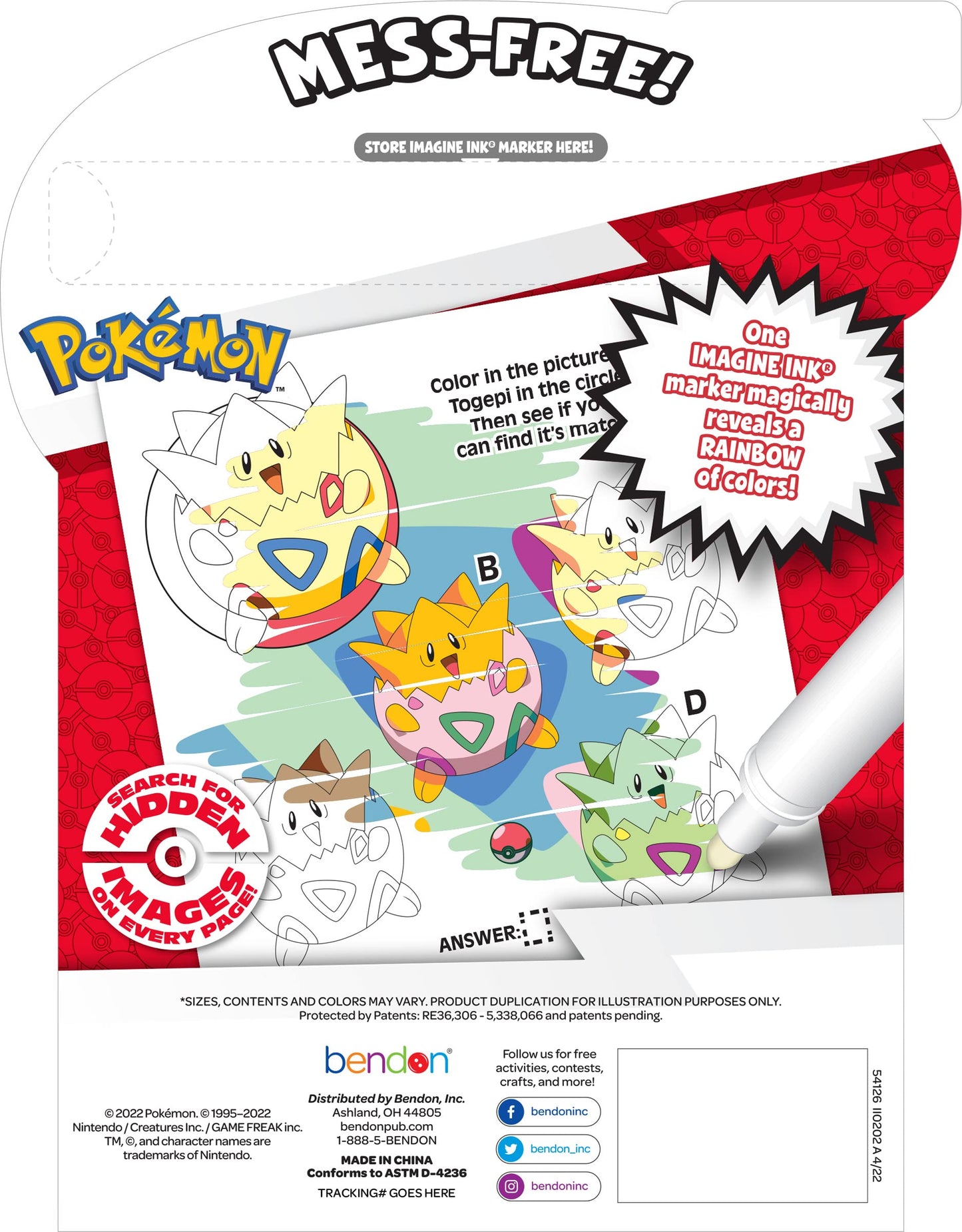 Bendon Imagine Ink Pokemon: Magic Ink Pictures & Mess-Free Marker