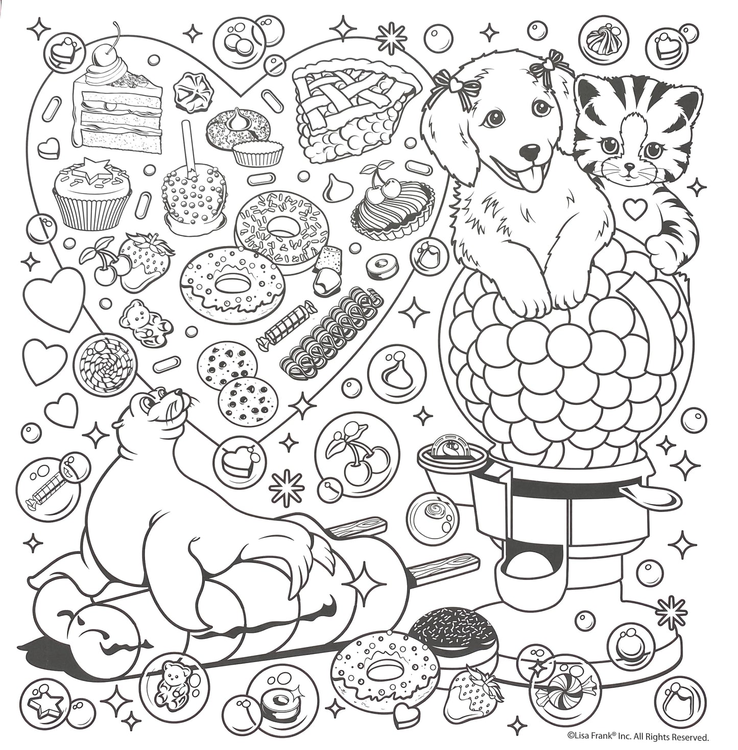 Bendon Lisa Frank Coloring & Activity Pad + Diva Fashions Sticker Dress Up Giant Set – 40+ Coloring Pages, 250+ Stickers