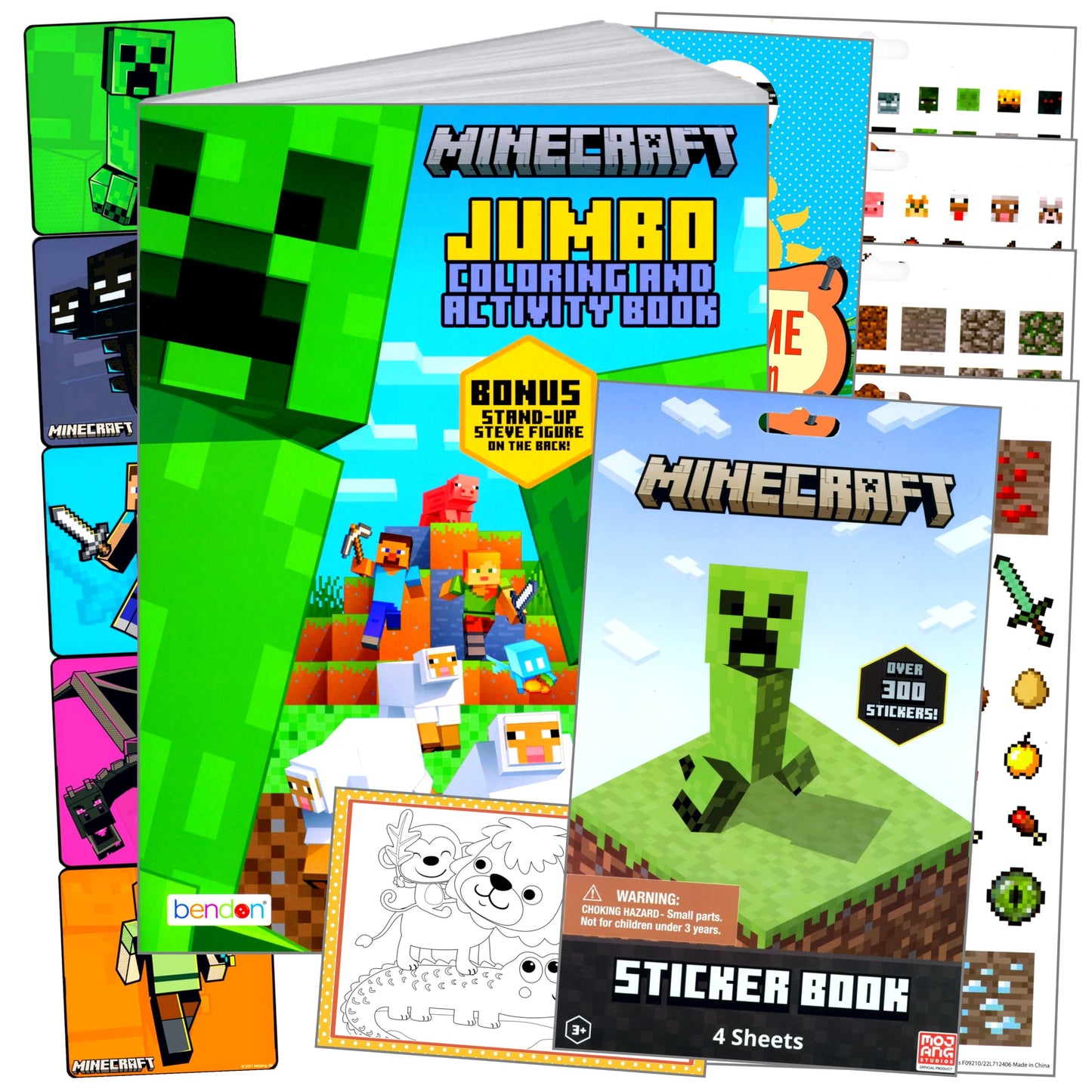 Bendon Minecraft Coloring & Stickers Activity Set | Coloring Book, Stickers, Door Hanger