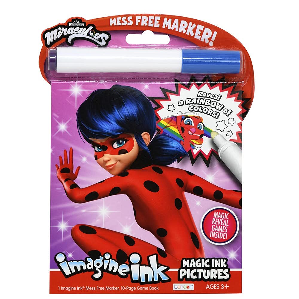 Bendon Miraculous Imagine Ink – Mess-Free Coloring Book (Ladybug & Cat Noir, Official)