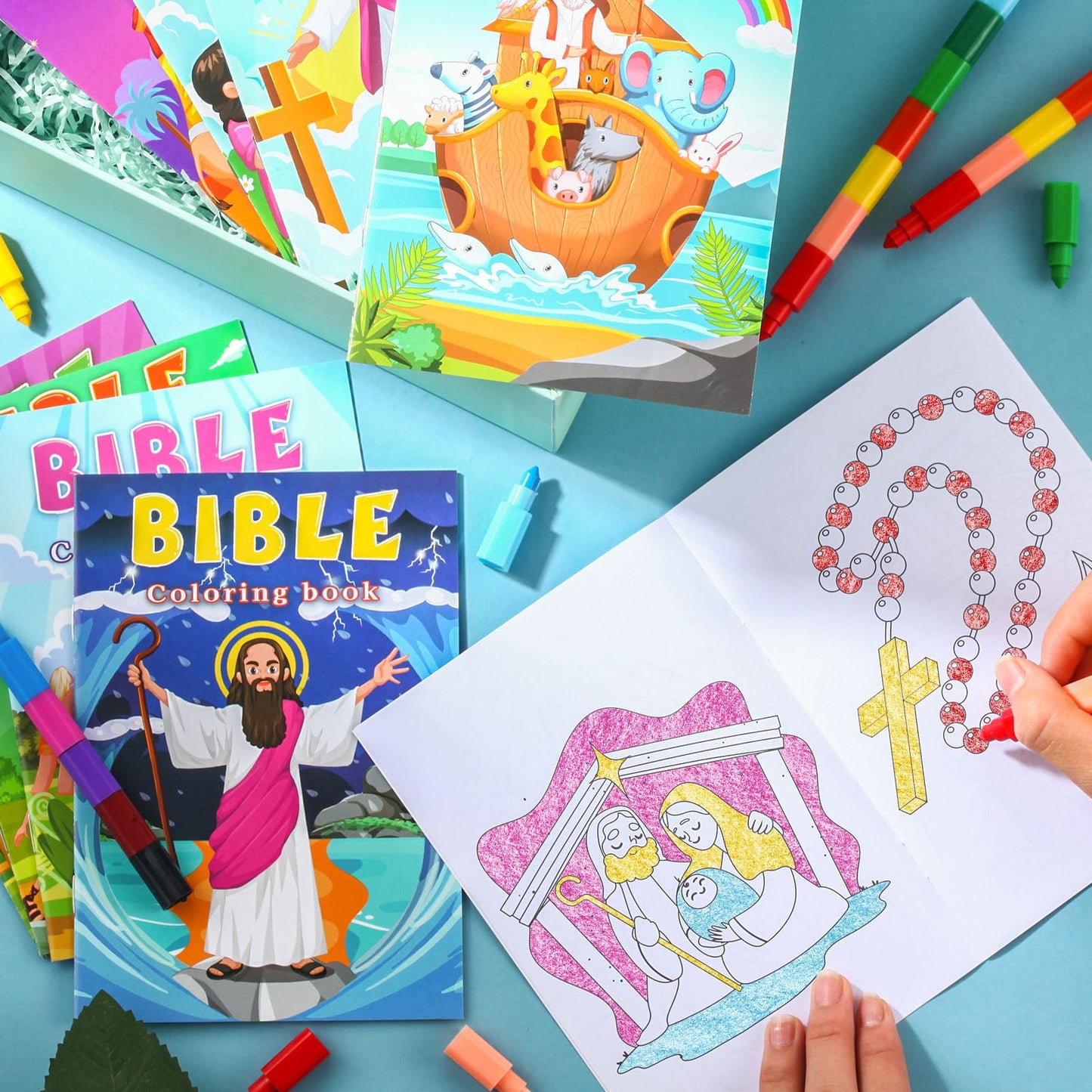BenLouis 60 Pcs Christian Mini Coloring Books for Kids — Bible Verse Activity Favors Bulk Pack