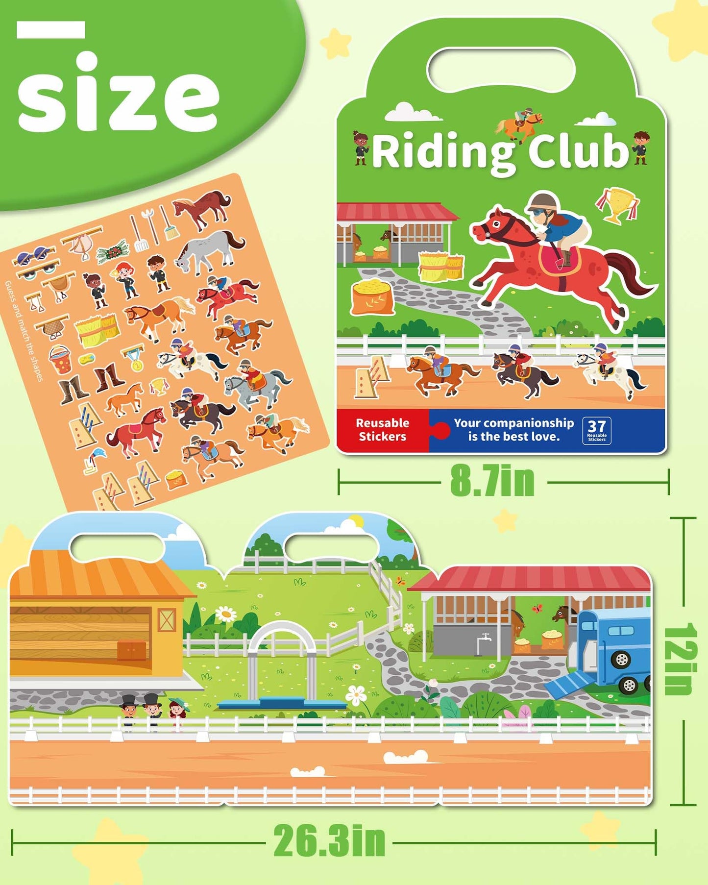 Benresive Reusable Sticker Book for Toddlers – Riding Theme | Travel Activities