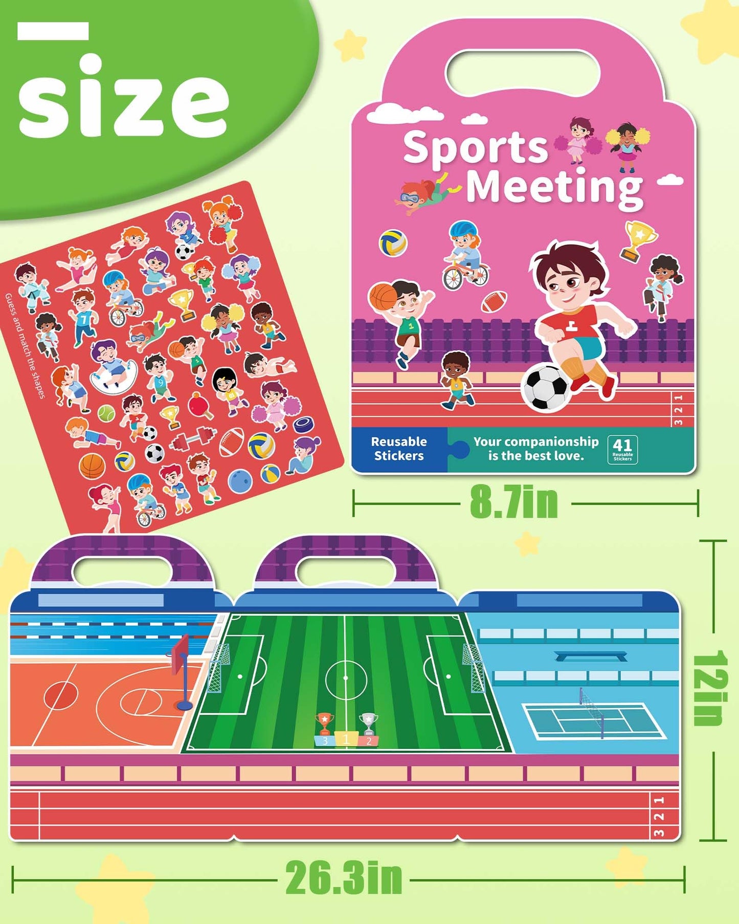 Benresive Reusable Sports Sticker Book for Toddlers – Travel Stickers & Creative Crafts