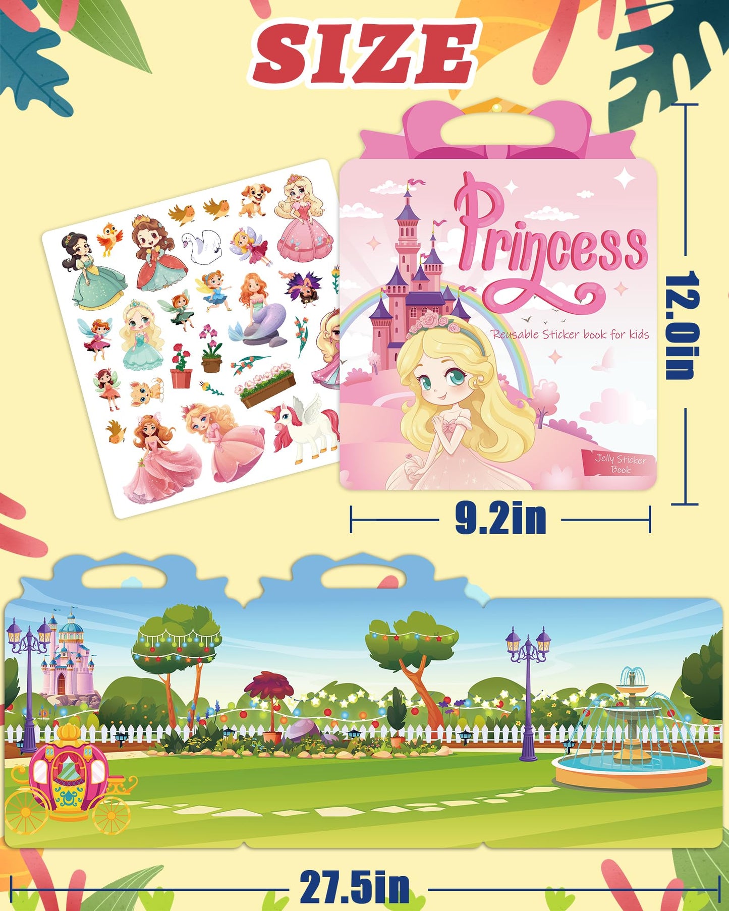 Benresive Reusable Princess Sticker Book for Toddlers — Portable Craft Activity