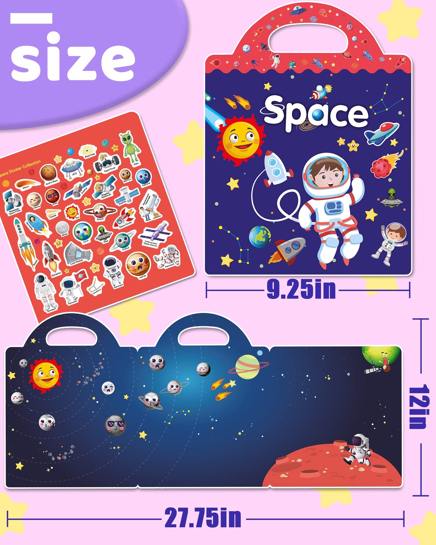 Benresive Reusable Space Sticker Book for Toddlers – Travel-Friendly & Screen-Free Fun