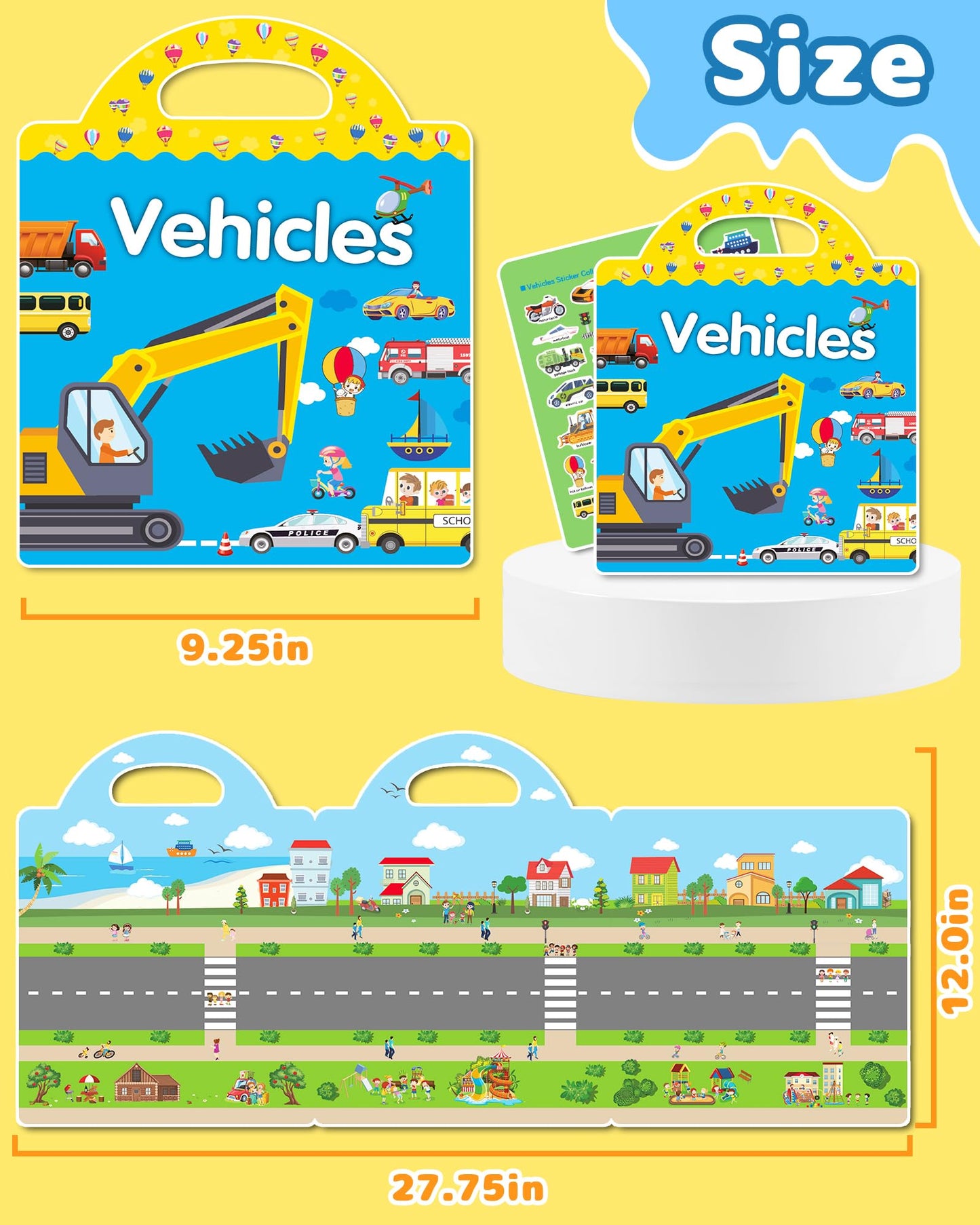 Benresive Reusable Sticker Book for Toddlers – Vehicle Theme Travel Stickers, Screen-Free Fun (3+ Years)