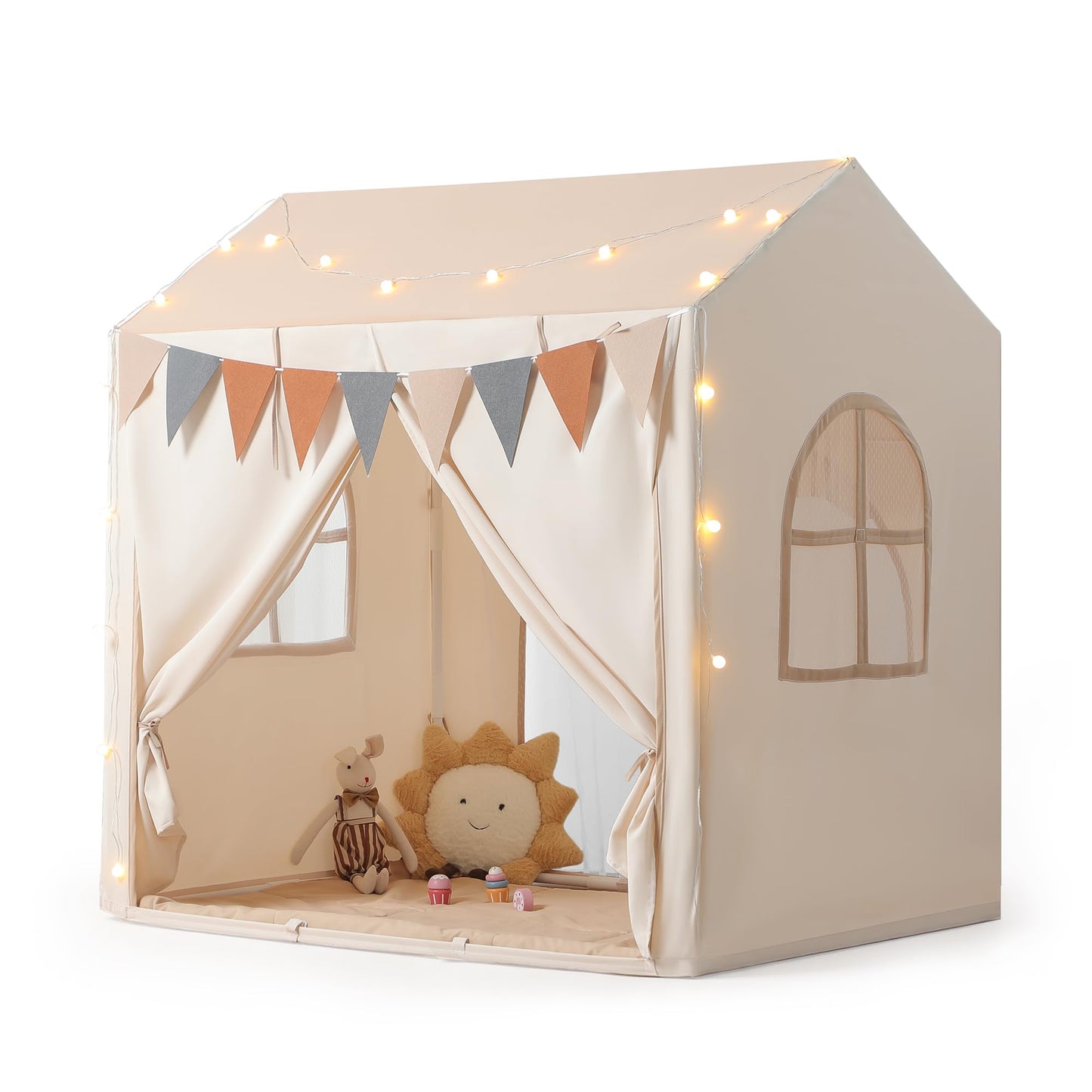 Besrey Kids Play Tent with Eave | 2-in-1 Canopy Bed Tent with Lights (47 in L x 35 in W x 51 in H)