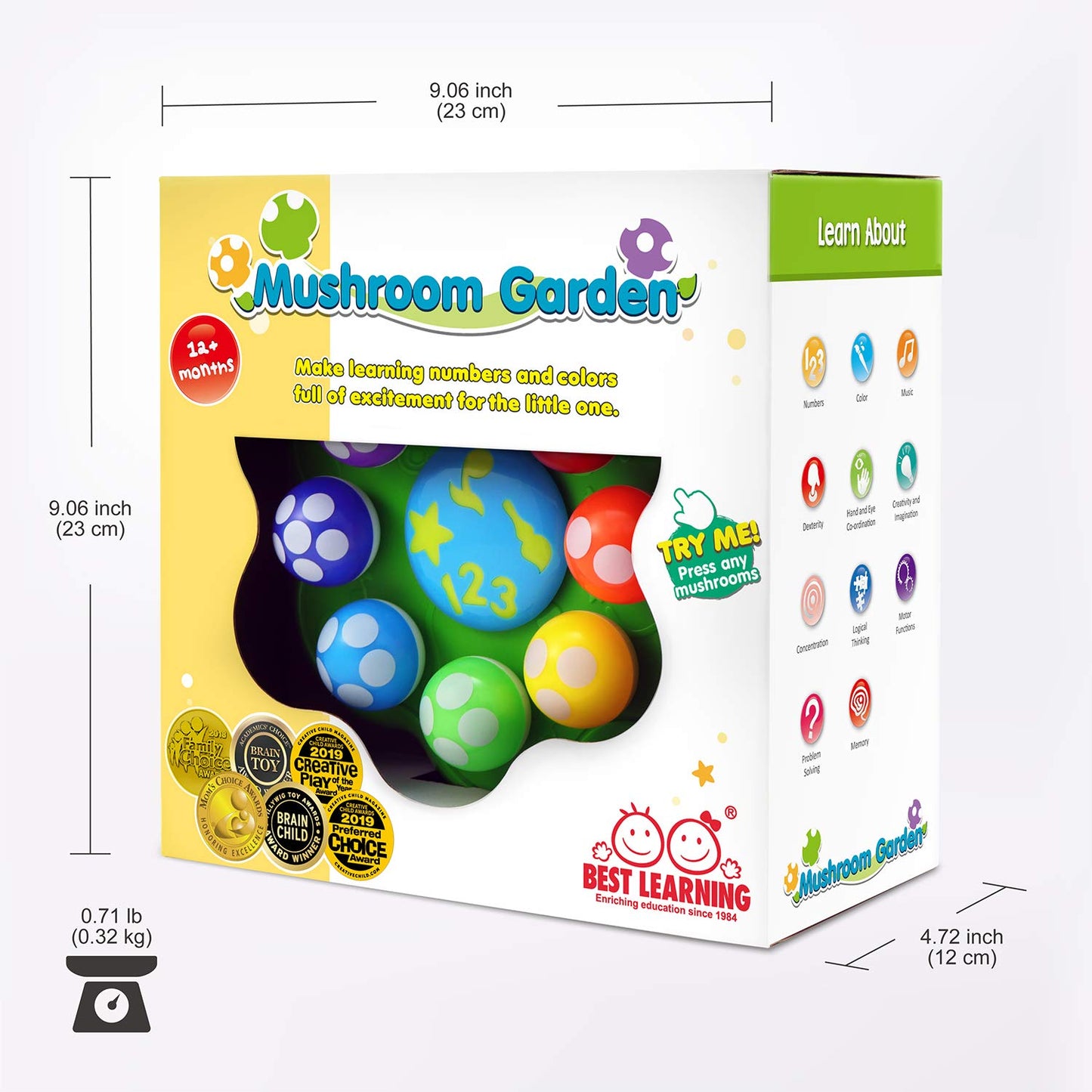 BEST LEARNING Mushroom Garden - Interactive Light-Up Toy for 1–3 Year Olds | Colors, Numbers & Music