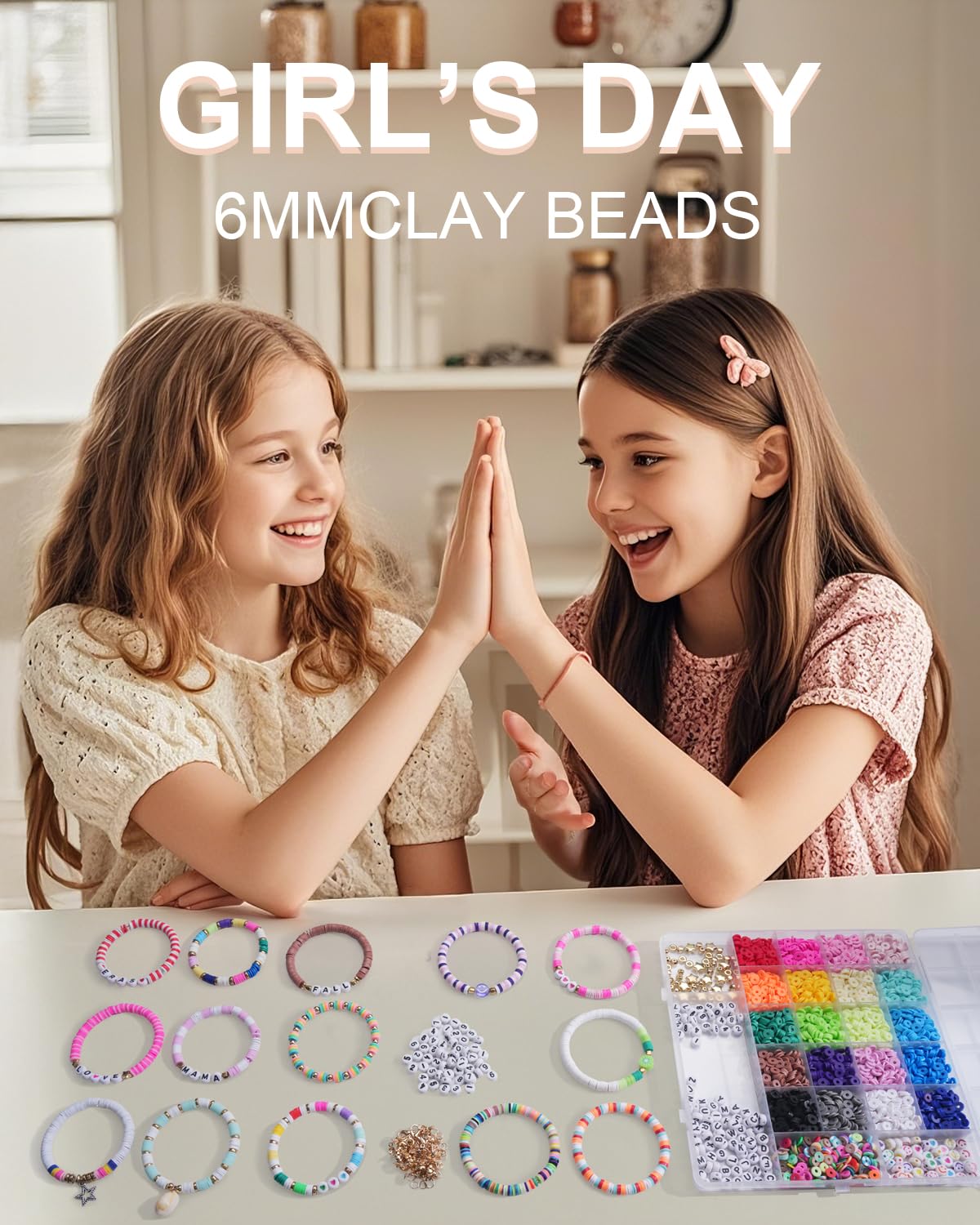BestNow Clay Beads Bracelet Making Kit – 4800 Beads, 300 Charms, 10m String