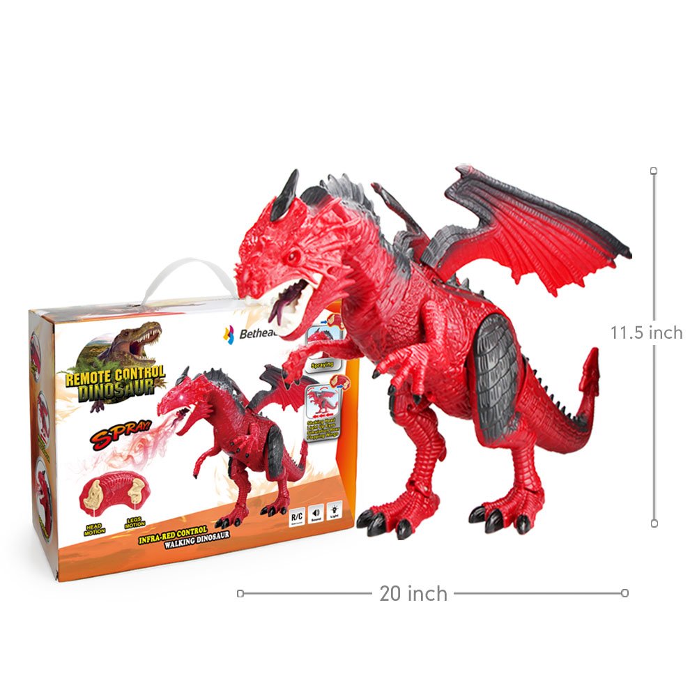 Betheaces Remote Control Dragon Toy for Kids – Roaring, Light-Up Eyes, 18.5-Inch Large