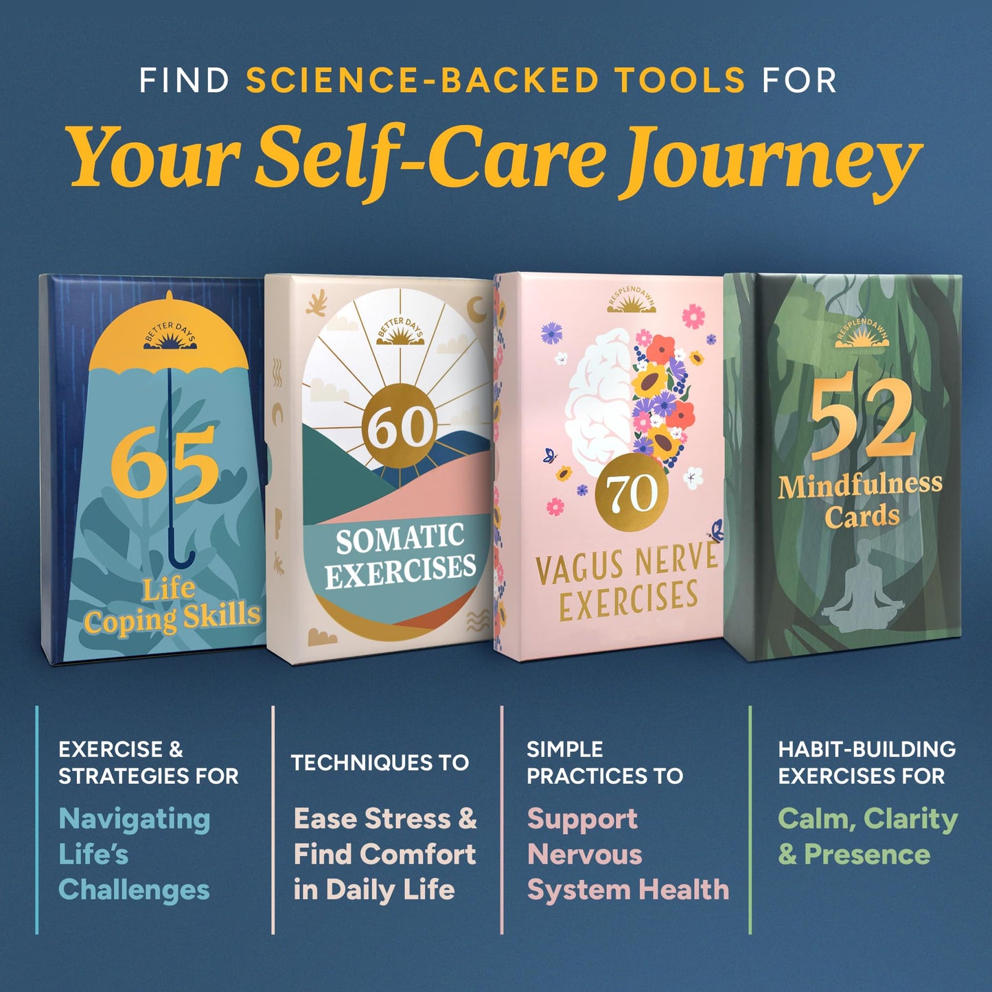 Better Days 60 Somatic Therapy Cards for Nervous System Regulation – Breathwork, Mindfulness & Gentle Movement