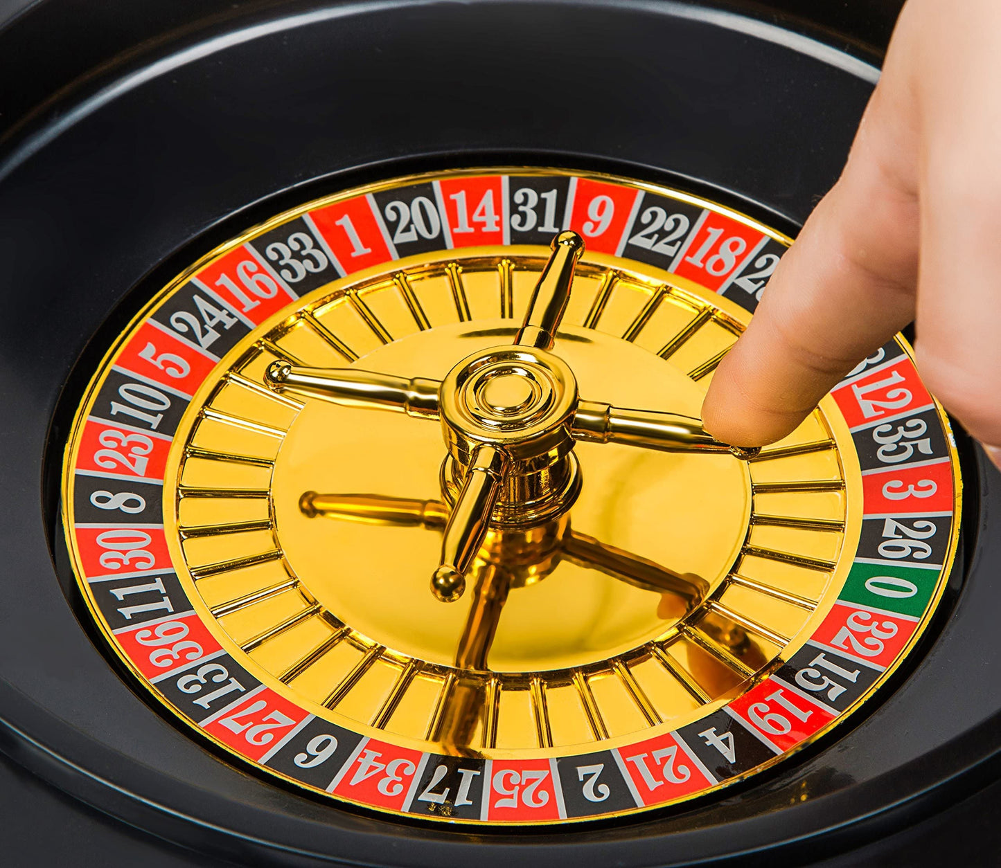 BETTERLINE Shot Glass Roulette Game + Poker Cards Set – 12" Wheel, 16 Glasses