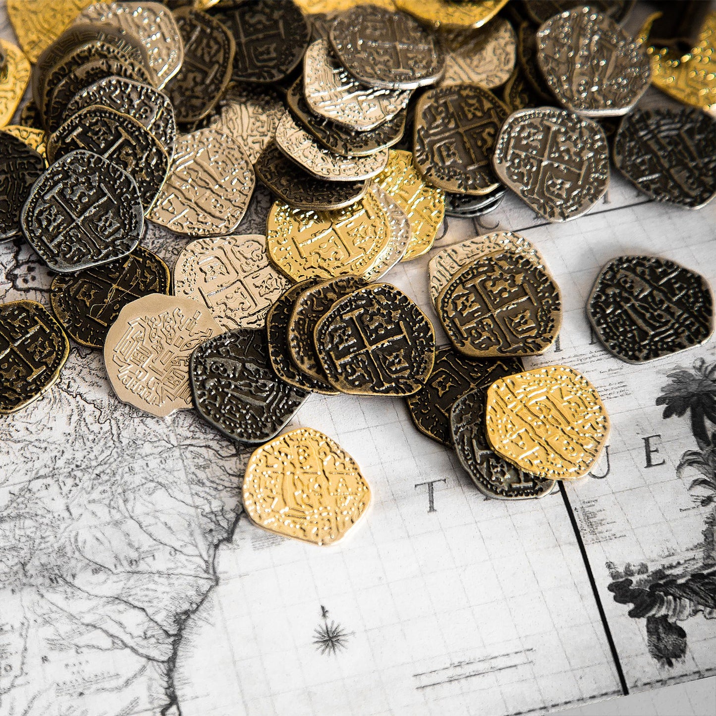 Beverly Oaks 200 Pirate Coins - Gold & Silver Doubloon Replicas