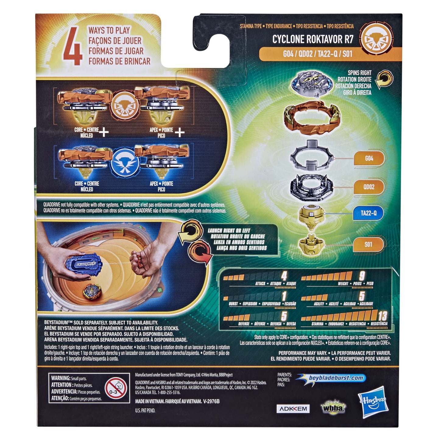 Beyblade Burst QuadDrive Cyclone Fury String Launcher Set – 4-in-1 Right-Spin Battling Top