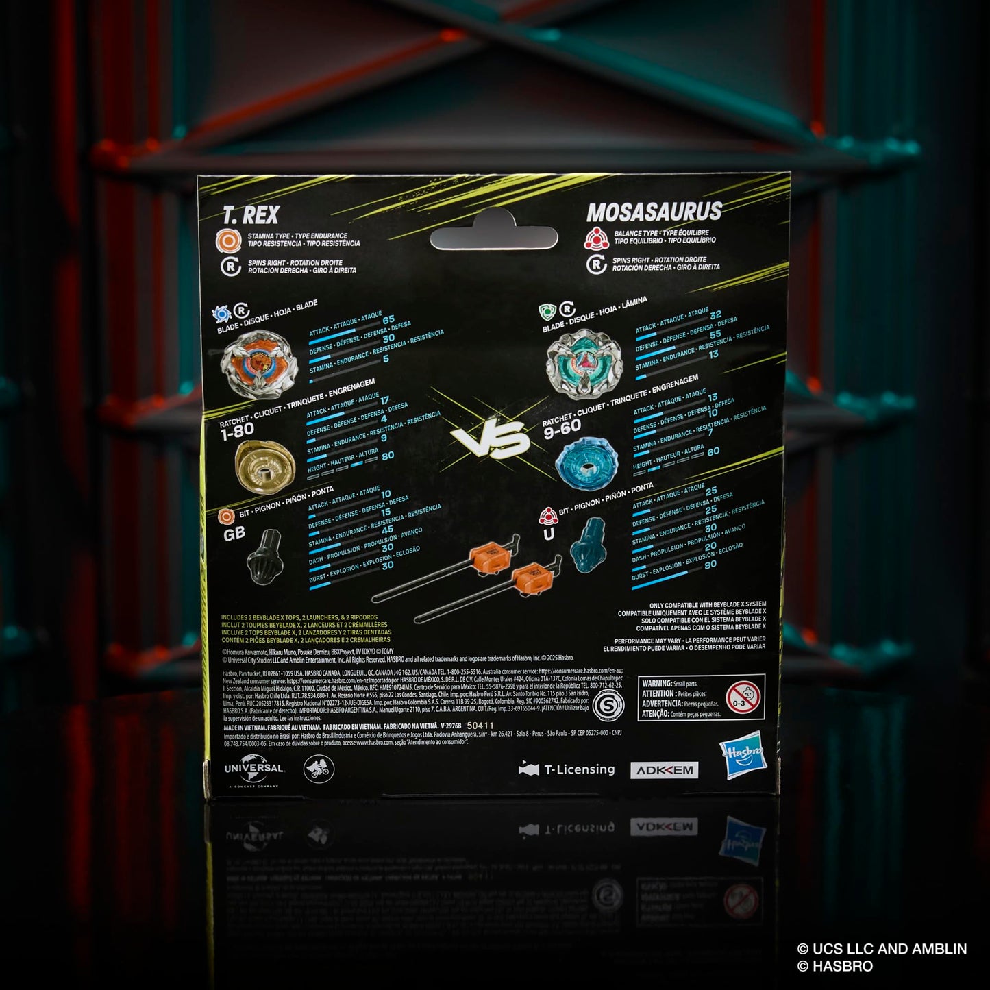 Beyblade X Jurassic World Collab T. Rex vs Mosasaurus Multipack – 2 Tops & 2 Launchers