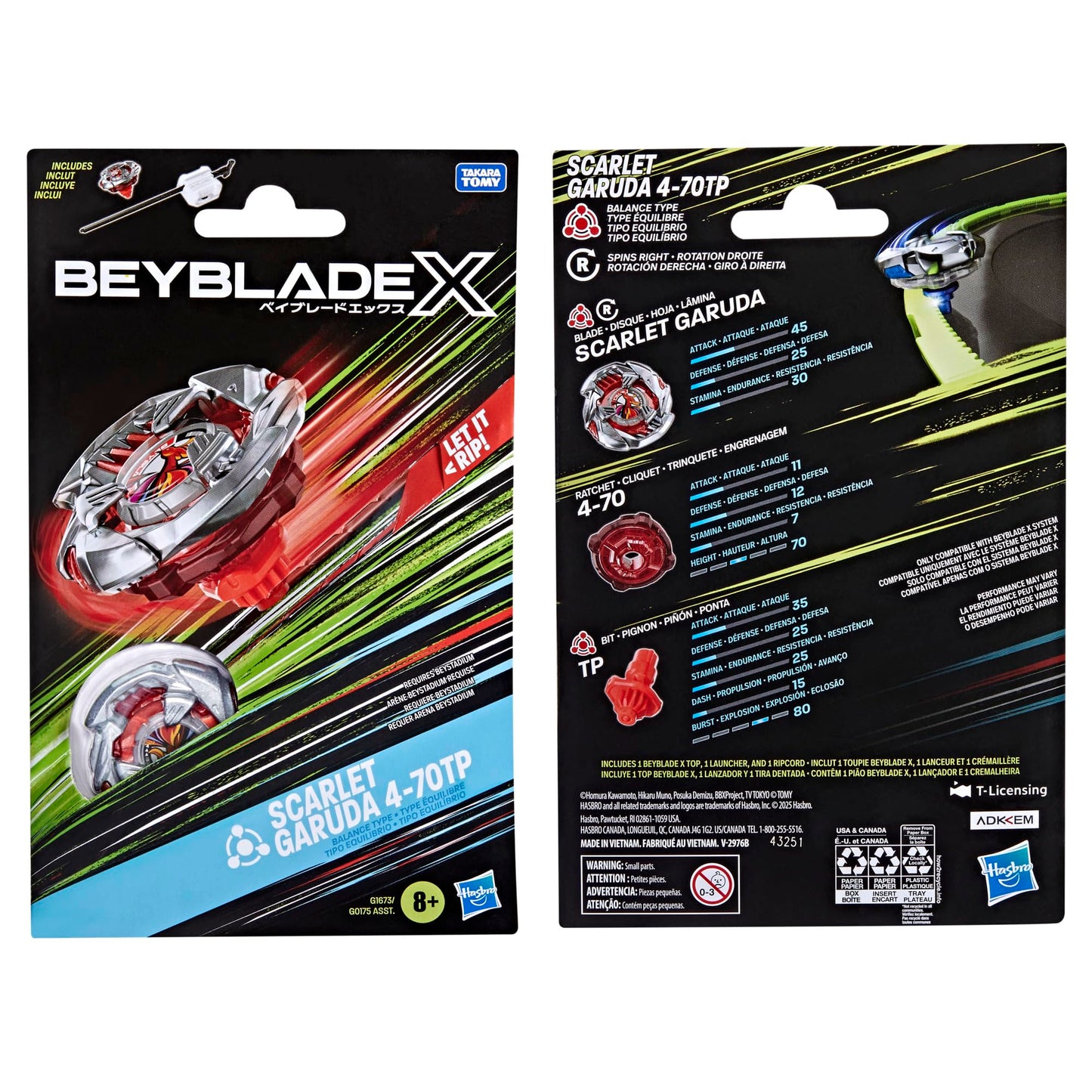 Beyblade X Scarlet Garuda 4-70TP BX Starter Pack – Balance Top, Launcher, Authentic Takara Tomy